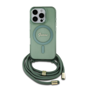 GUESS iPhone 16 Pro Max hoesje Magsafe IML crossbody cord script - Groen - productfoto