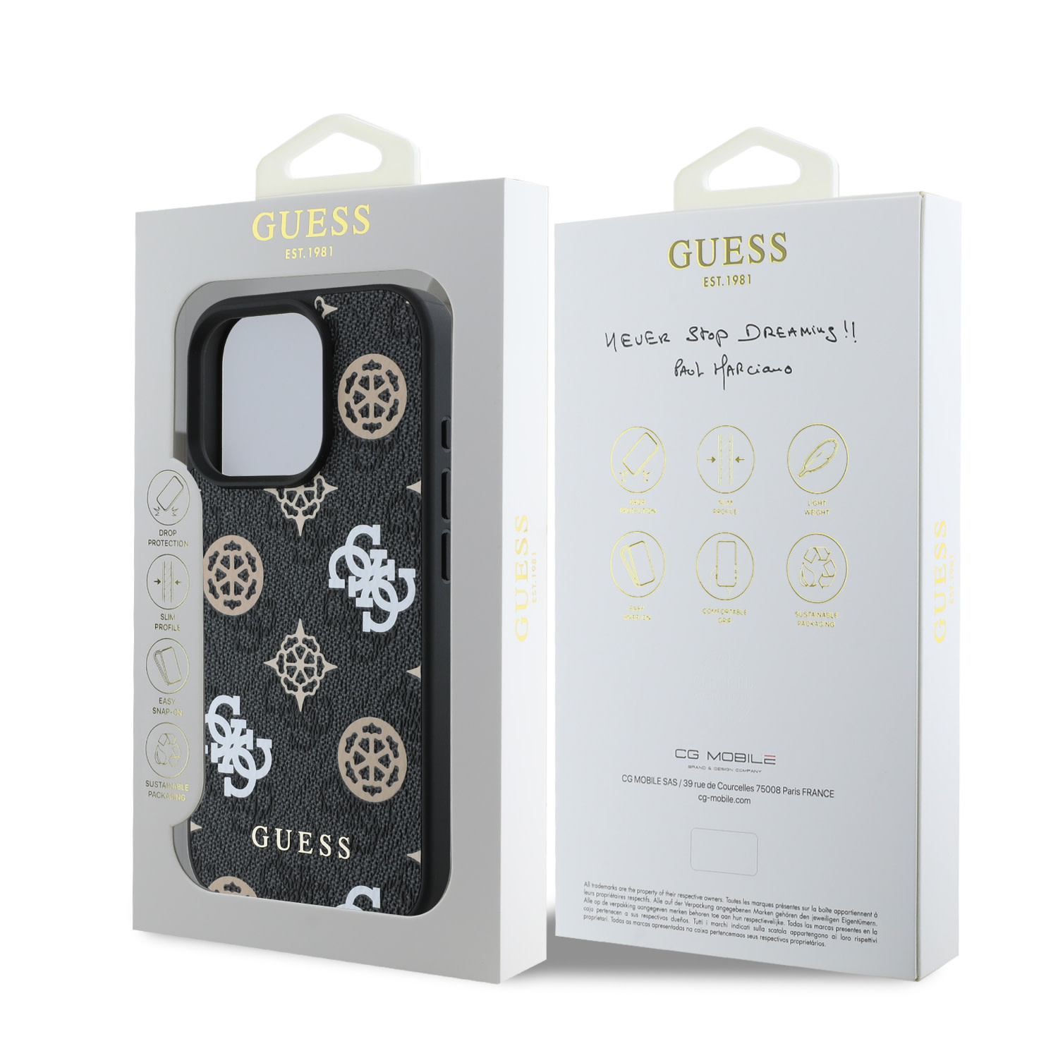 GUESS iPhone 16 Pro Max hoesje Magsafe - Peony on 4G - Zwart - detail 5