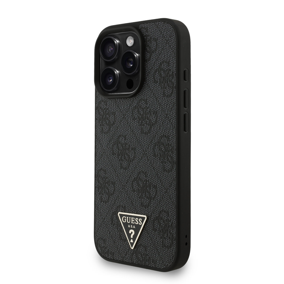 GUESS iPhone 16 Pro Max hoesje - MagSafe - 4G Triangle Logo With Strap - Zwart - detail 2