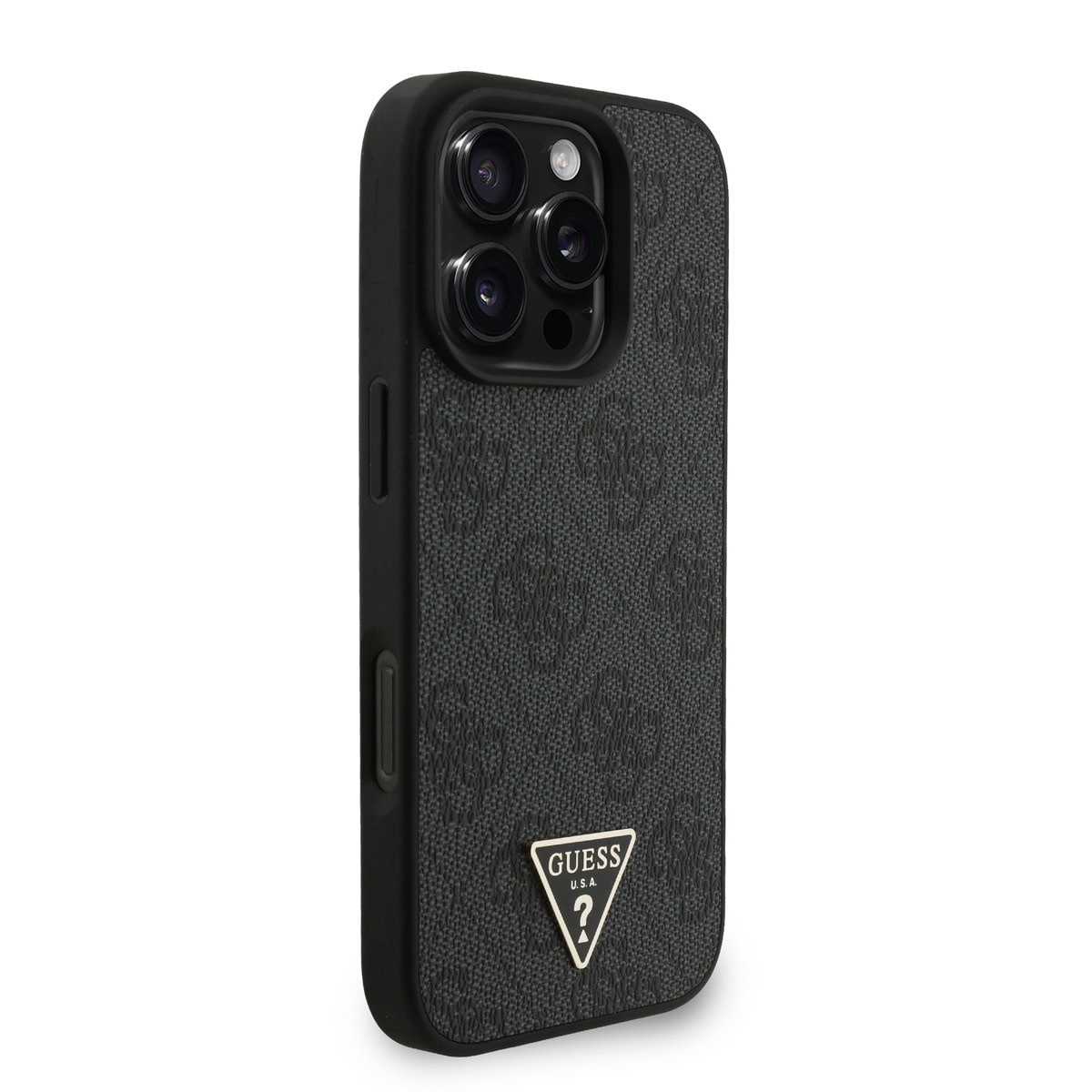 GUESS iPhone 16 Pro Max hoesje - MagSafe - 4G Triangle Logo With Strap - Zwart - detail 3