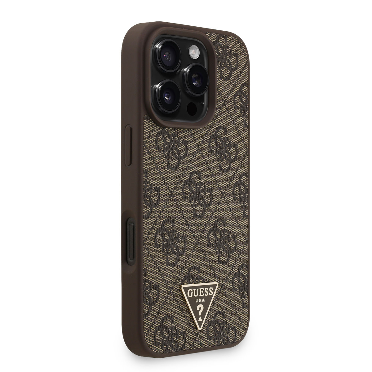 GUESS iPhone 16 Pro Max hoesje - MagSafe - 4G Triangle Logo With Strap - Bruin - detail 3
