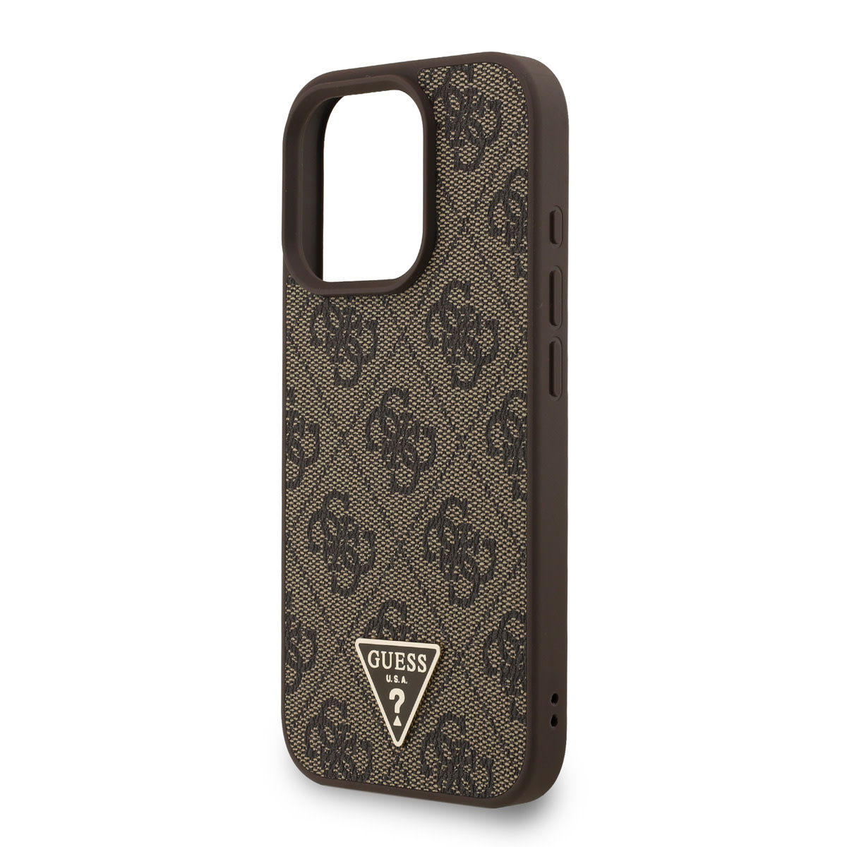 GUESS iPhone 16 Pro Max hoesje - MagSafe - 4G Triangle Logo With Strap - Bruin - detail 5