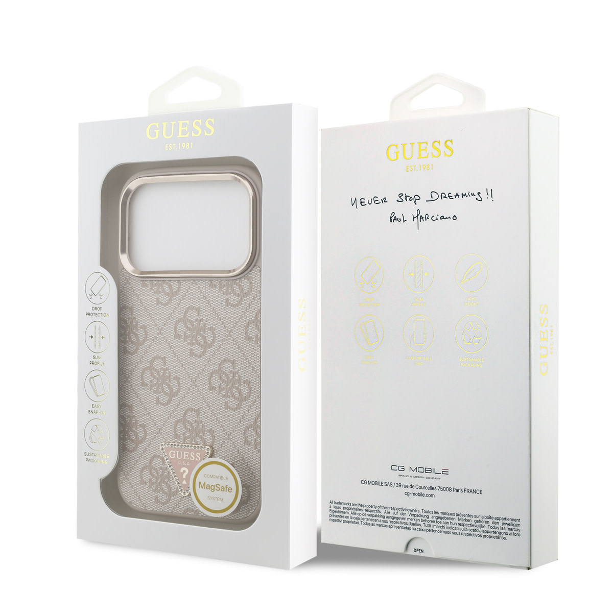 GUESS iPhone 17 Pro hoesje - MagSafe - 4G Triangle Logo - Roze - detail 7
