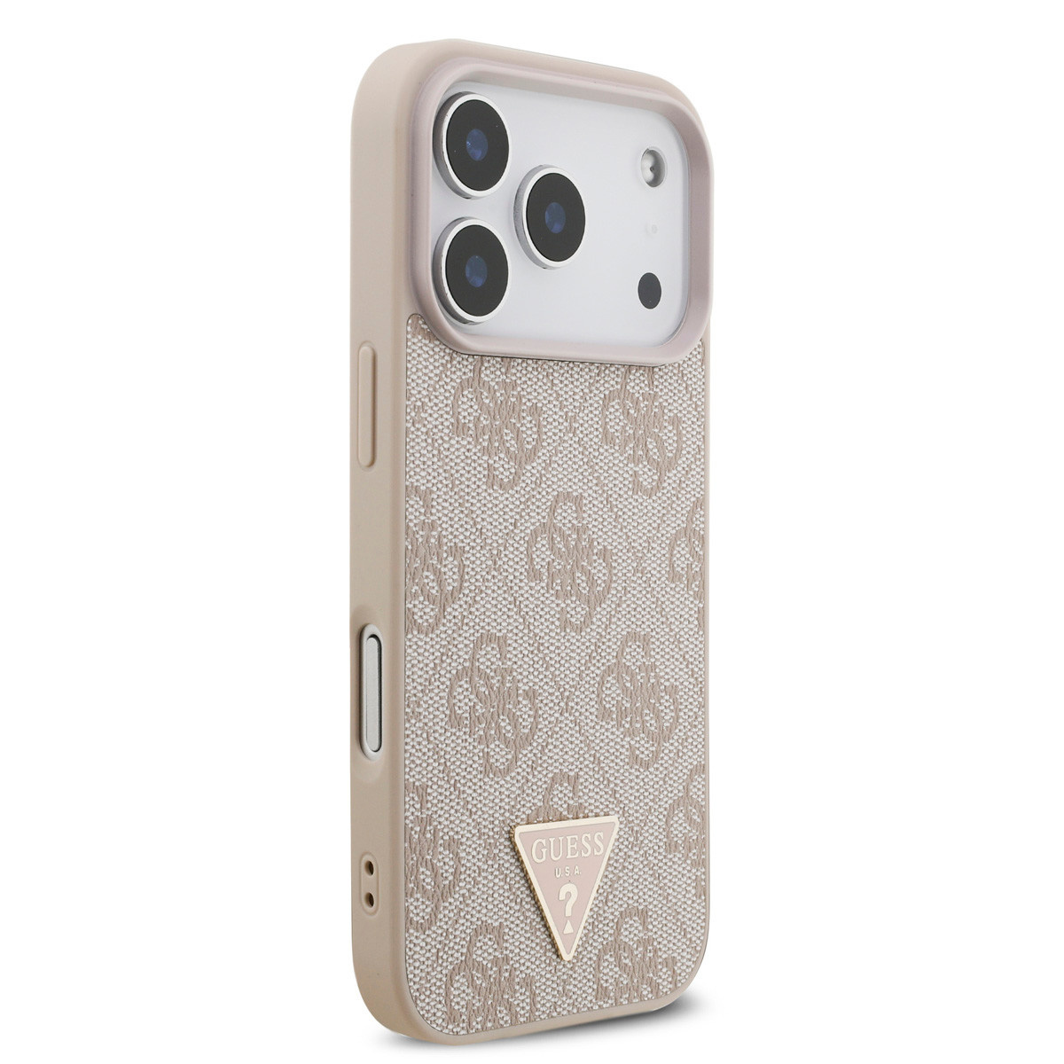 GUESS iPhone 17 Pro hoesje - MagSafe - 4G Triangle Logo - Pearl Strap - Roze - detail 2