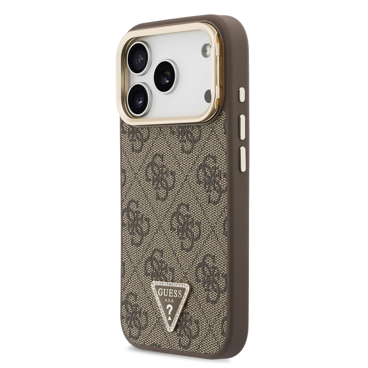 GUESS iPhone 17 Pro hoesje - HC Magsafe 4G PU With Triangle Logo & Stand Camera - Bruin - detail 3