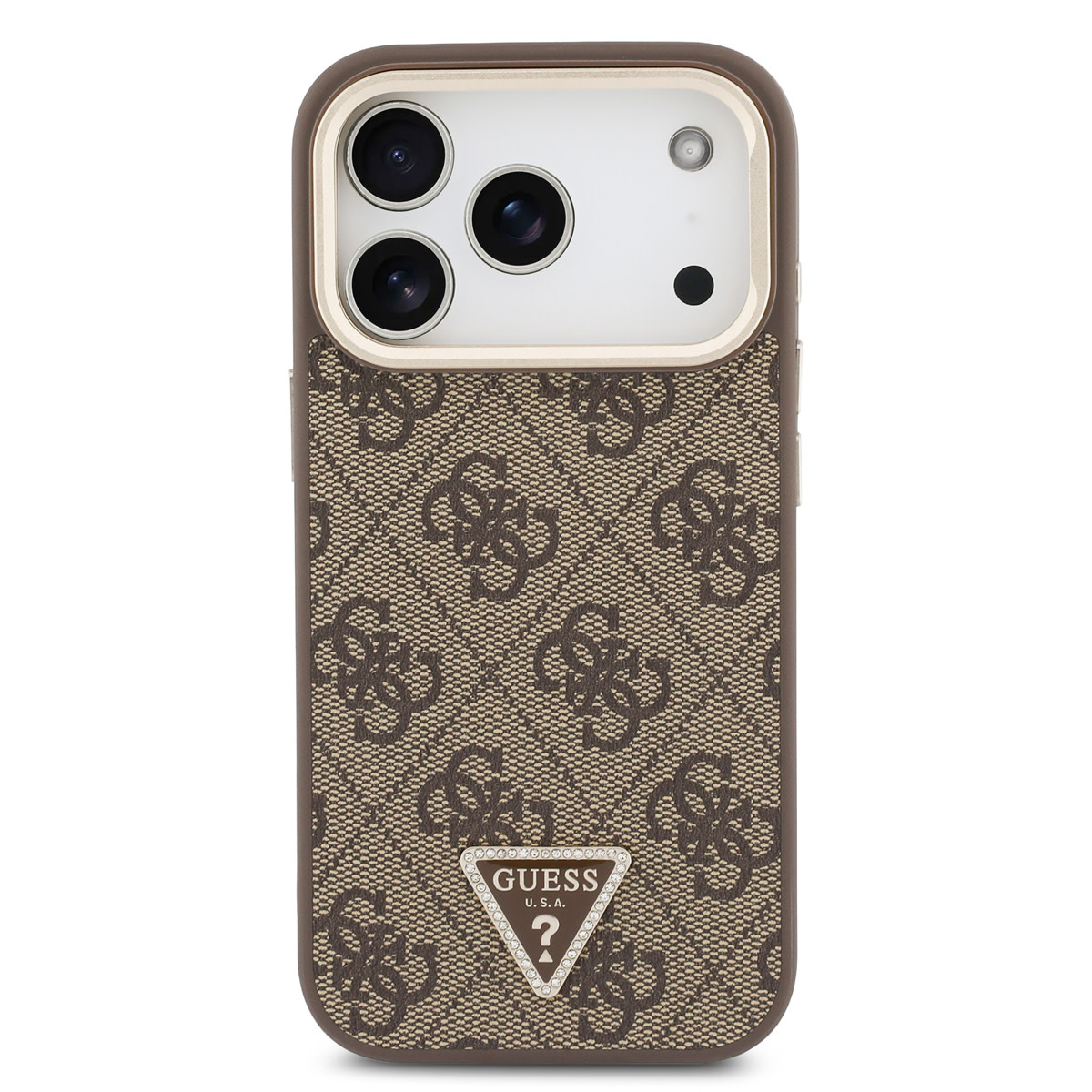 GUESS iPhone 17 Pro hoesje - HC Magsafe 4G PU With Triangle Logo & Stand Camera - Bruin - detail 1
