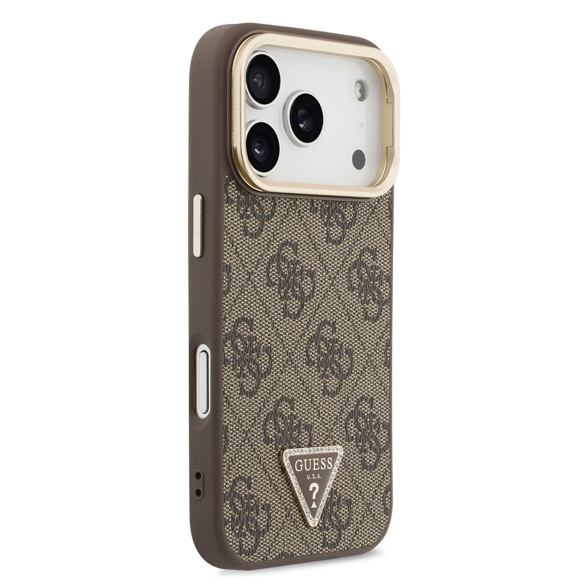 GUESS iPhone 17 Pro hoesje - HC Magsafe 4G PU With Triangle Logo & Stand Camera - Bruin - detail 2