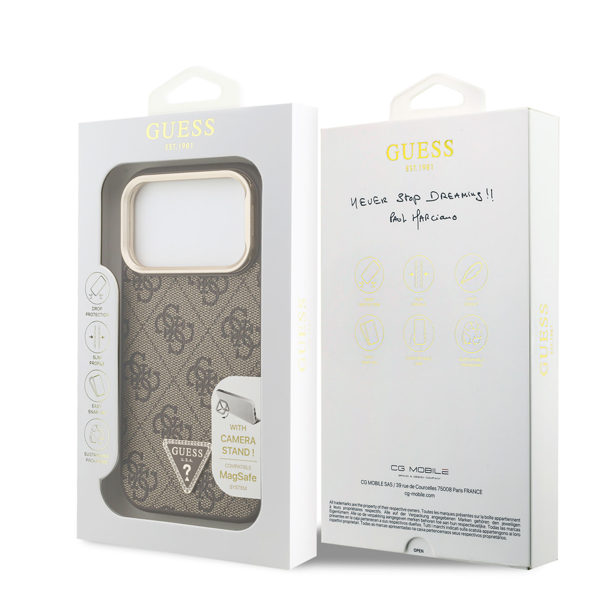 GUESS iPhone 17 Pro hoesje - HC Magsafe 4G PU With Triangle Logo & Stand Camera - Bruin - detail 7