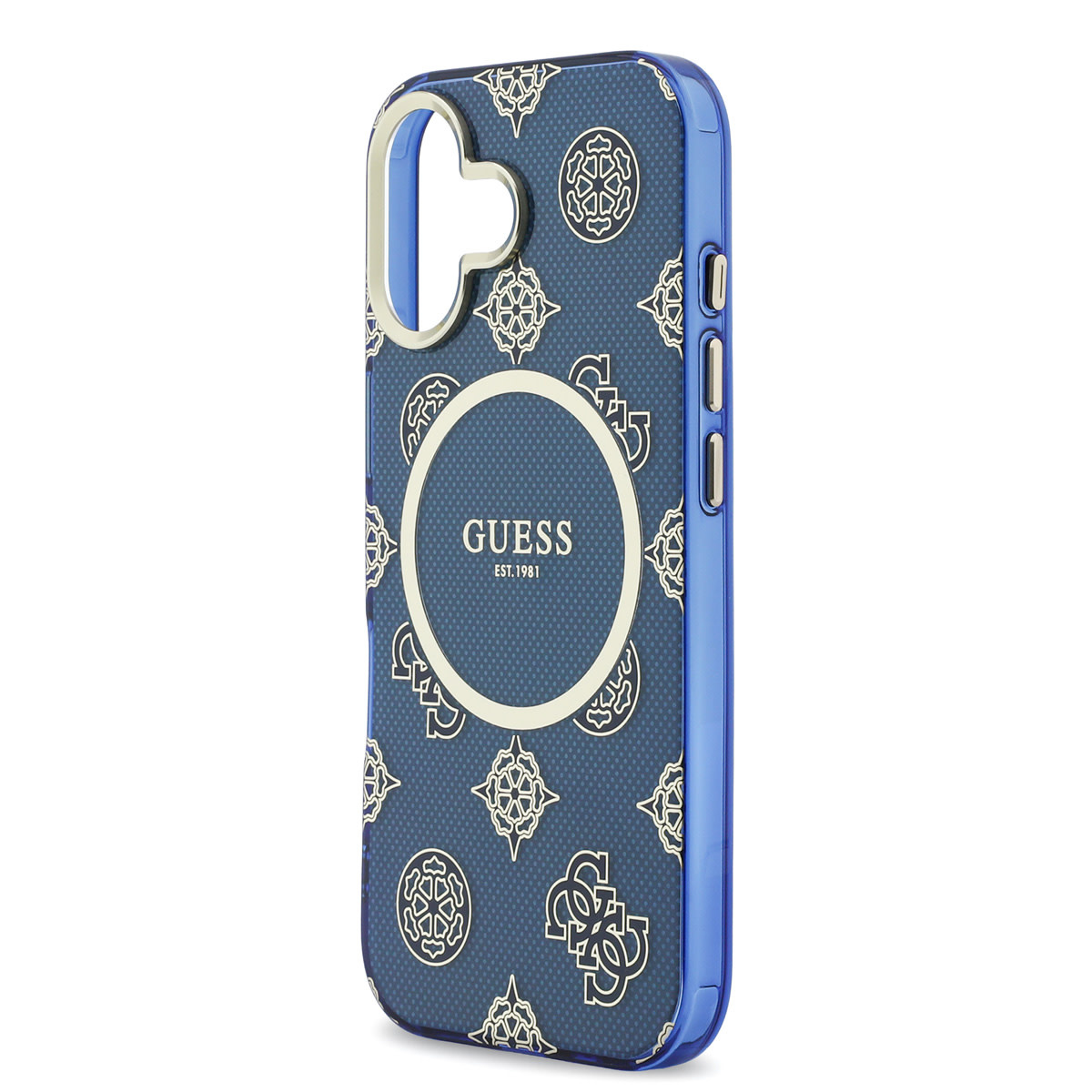 GUESS iPhone 17 hoesje - Magsafe - IML Peony Hot Stamp Design - Blauw - detail 9