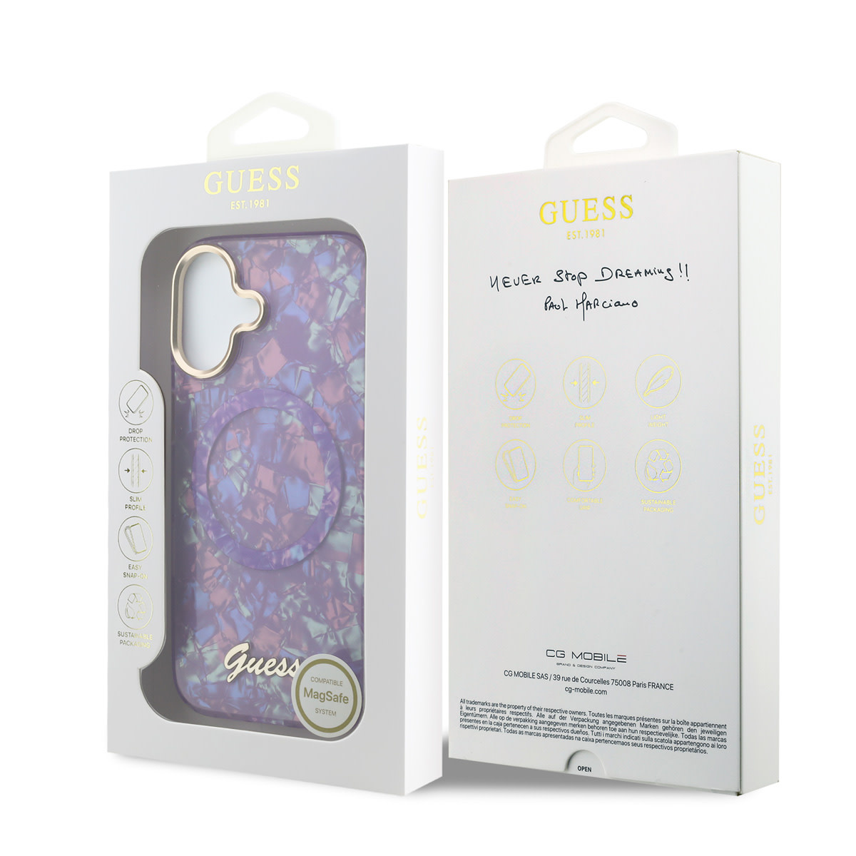 GUESS iPhone 17 hoesje - HC Magsafe IML Shell Script Metal - Paars - detail 7