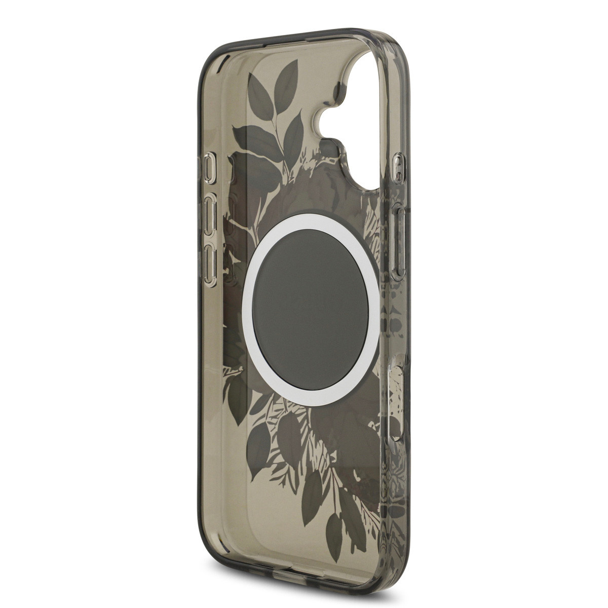 GUESS iPhone 17 hoesje - Magsafe - IML Flowers with Pearl Strap - Zwart - detail 5