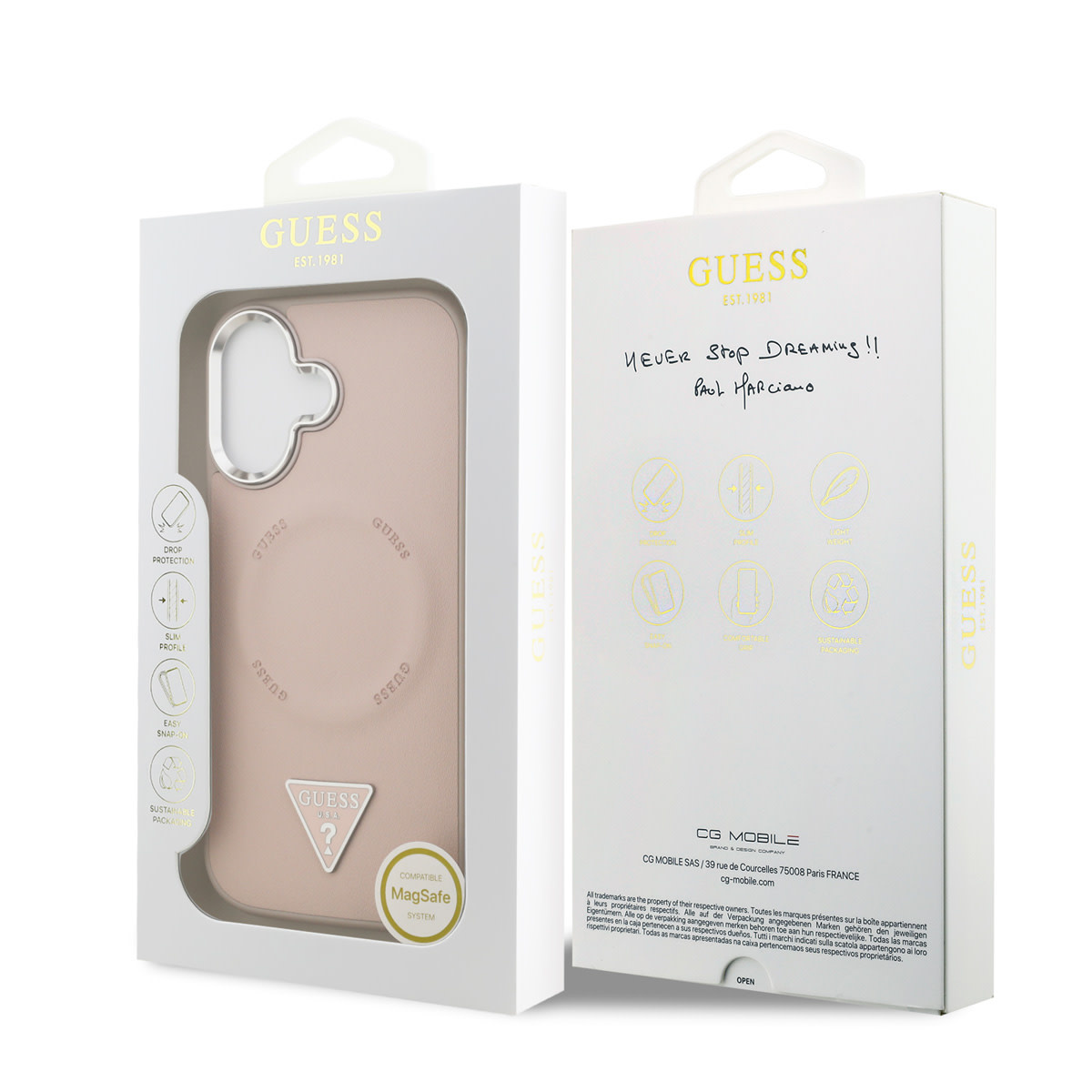 GUESS iPhone 17 hoesje - HC Magsafe PU With Triangle Logo Pink - Roze - detail 7