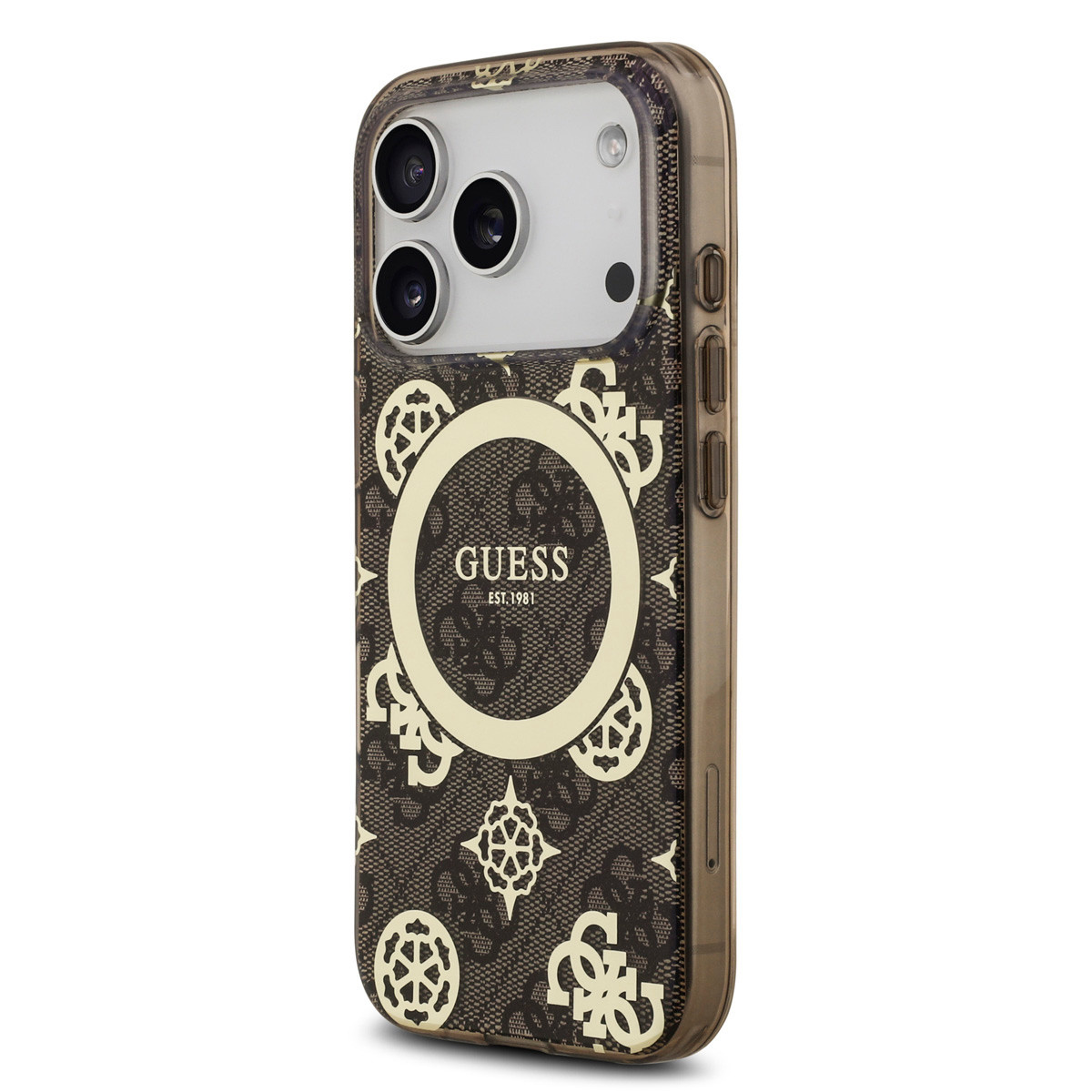 GUESS iPhone 17 Pro Max hoesje - MagSafe - Peony on 4G Background - Bruin - detail 1