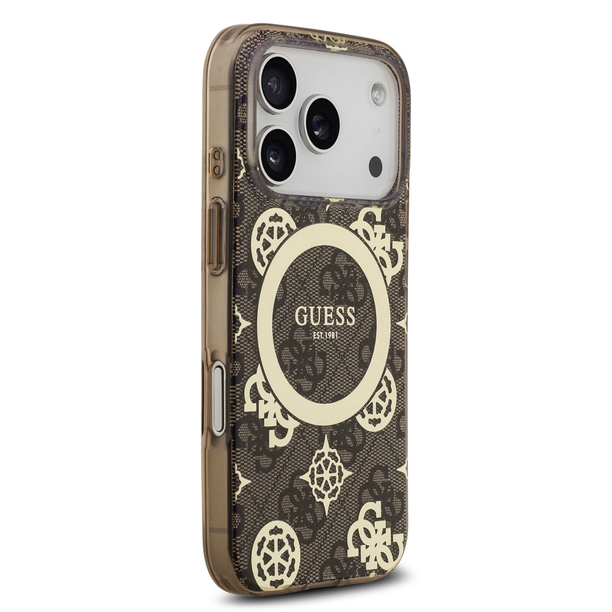 GUESS iPhone 17 Pro Max hoesje - MagSafe - Peony on 4G Background - Bruin - detail 3