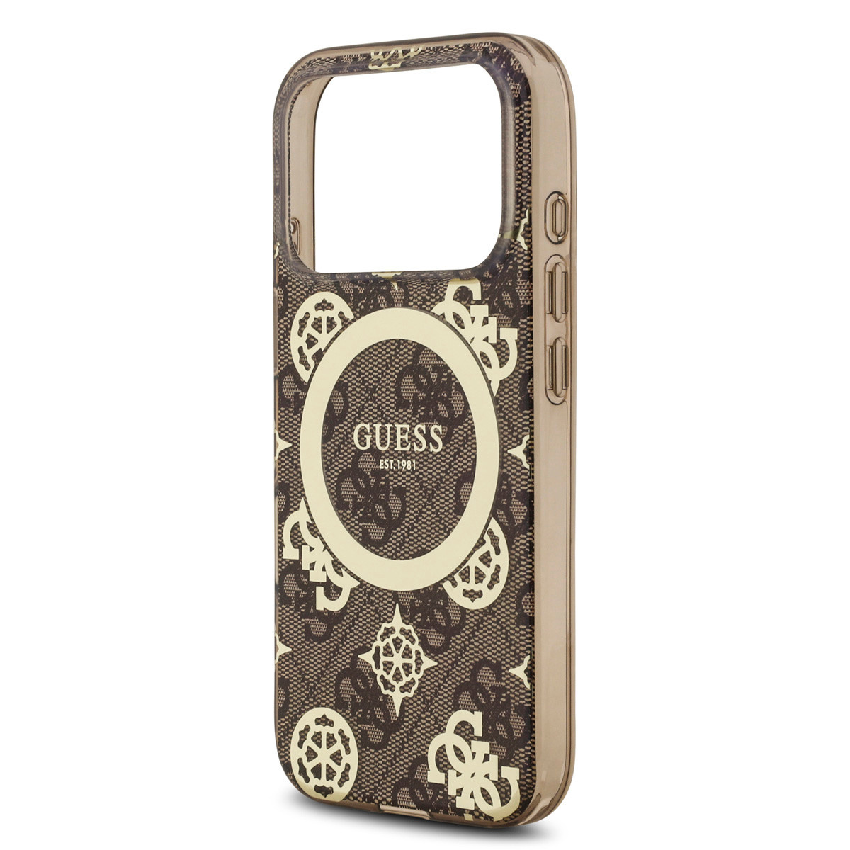 GUESS iPhone 17 Pro Max hoesje - MagSafe - Peony on 4G Background - Bruin - detail 4