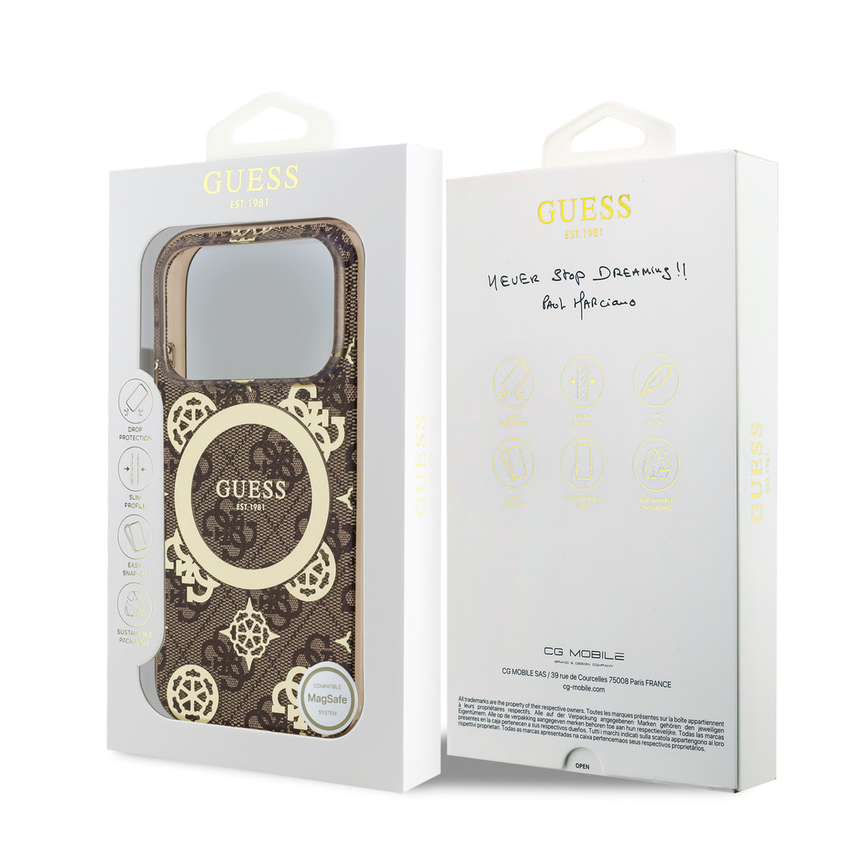 GUESS iPhone 17 Pro Max hoesje - MagSafe - Peony on 4G Background - Bruin - detail 11