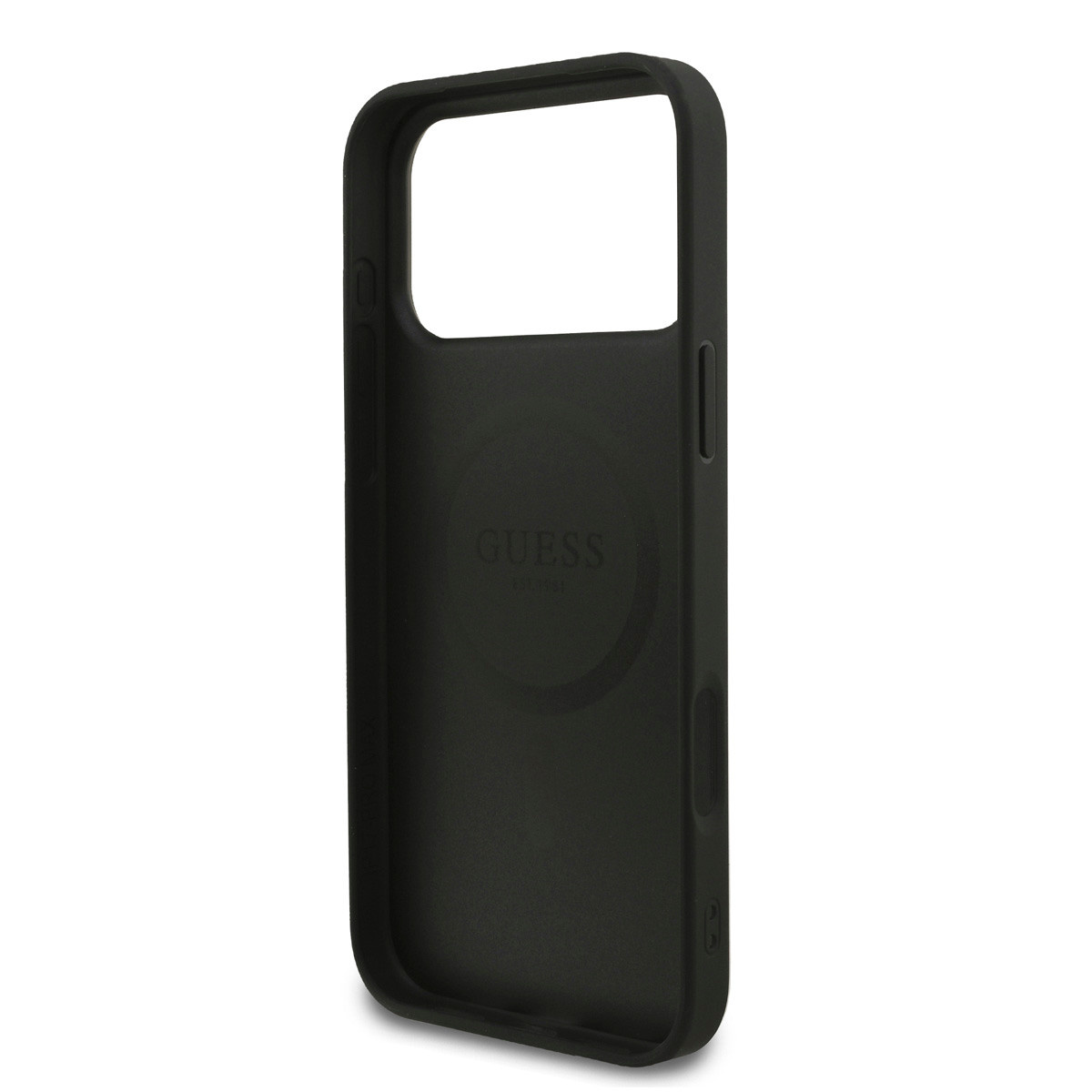 GUESS iPhone 17 Pro Max hoesje - MagSafe - 4G Triangle Logo - Pearl Strap - Zwart - detail 5