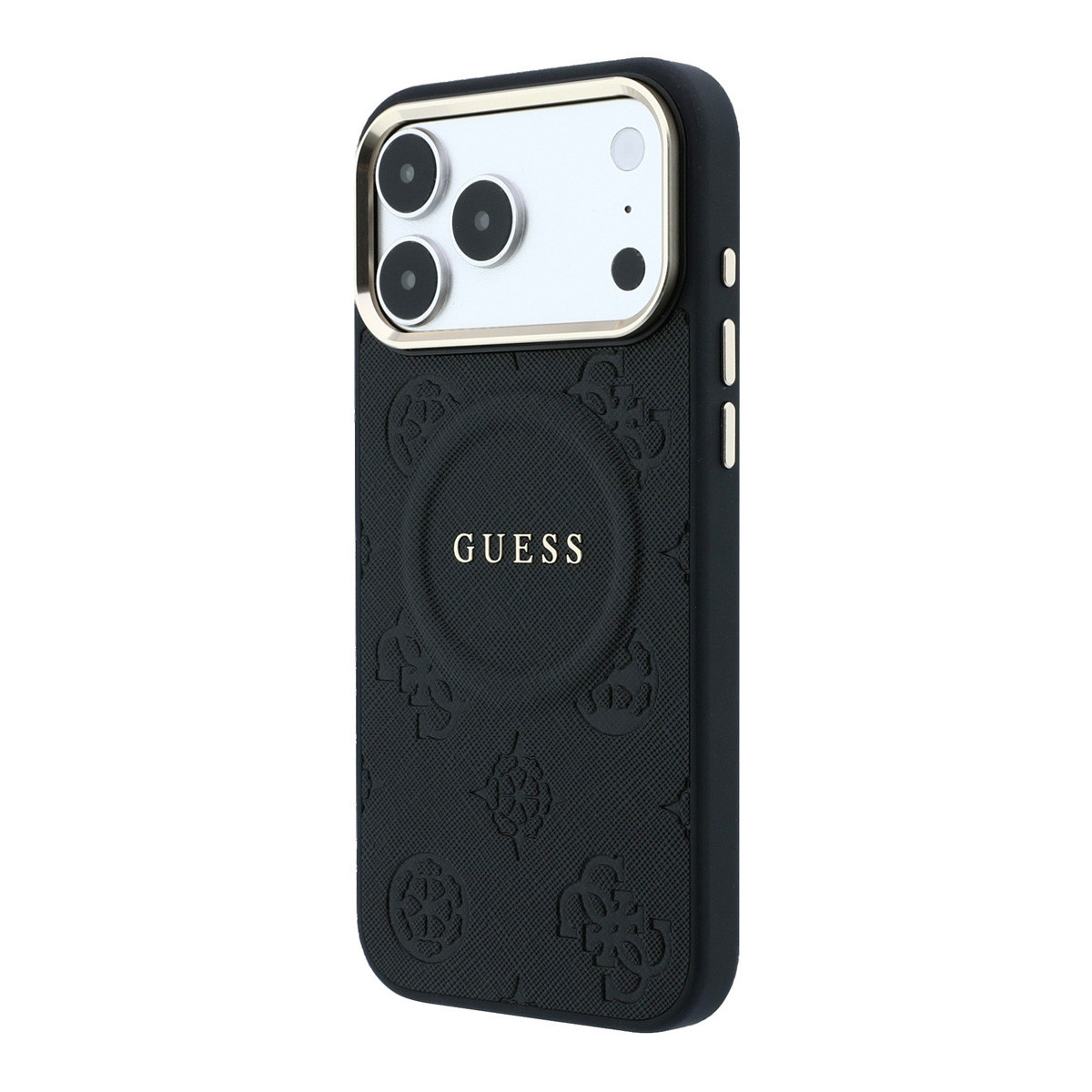 GUESS iPhone 17 Pro Max hoesje - HC Magsafe PU With Peony Hot Stamp - Zwart - detail 1