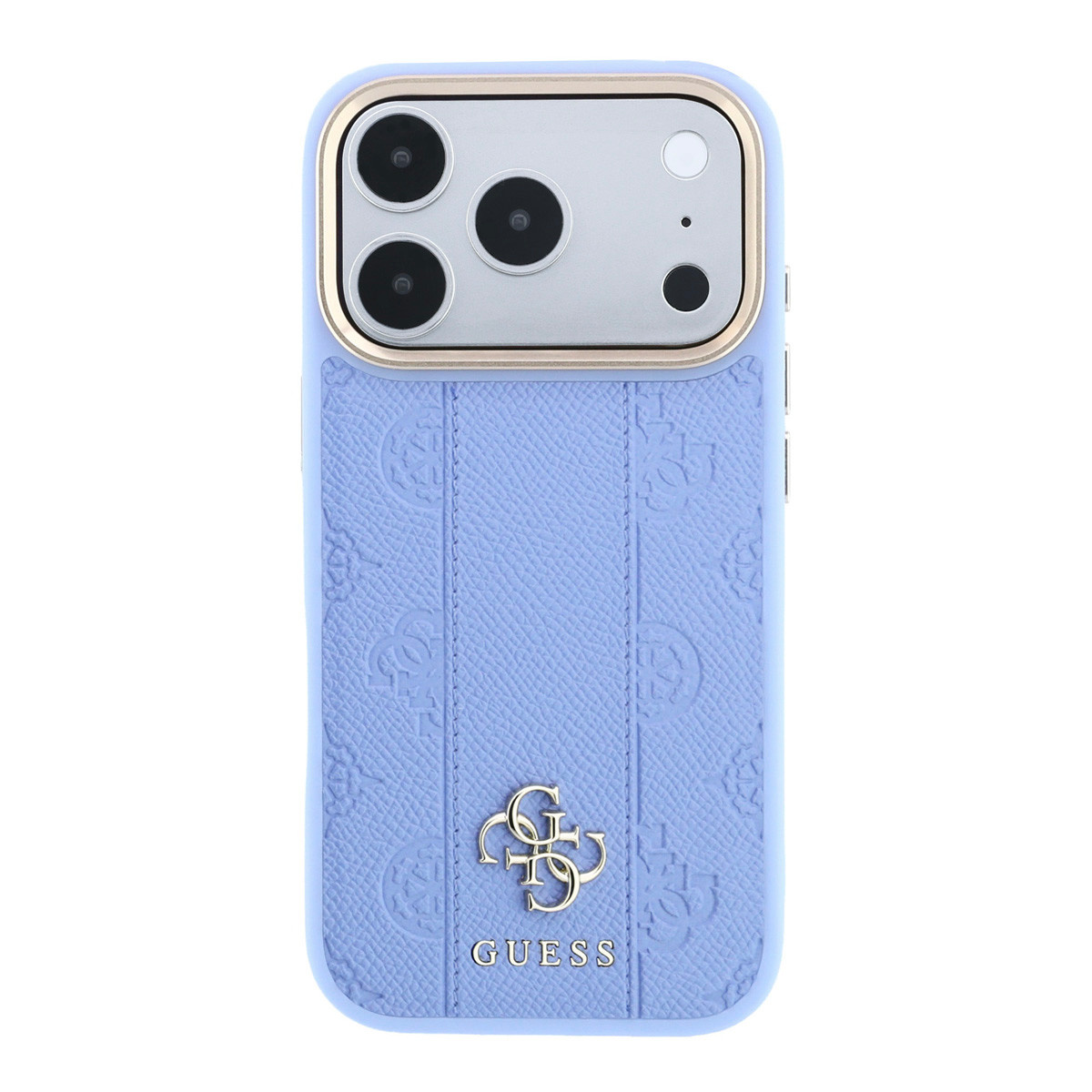 GUESS iPhone 18 Pro Case hard shell - MagSafe - PU - stripe pattern - HS - Peony 4G logo Lichtblauw - detail 6