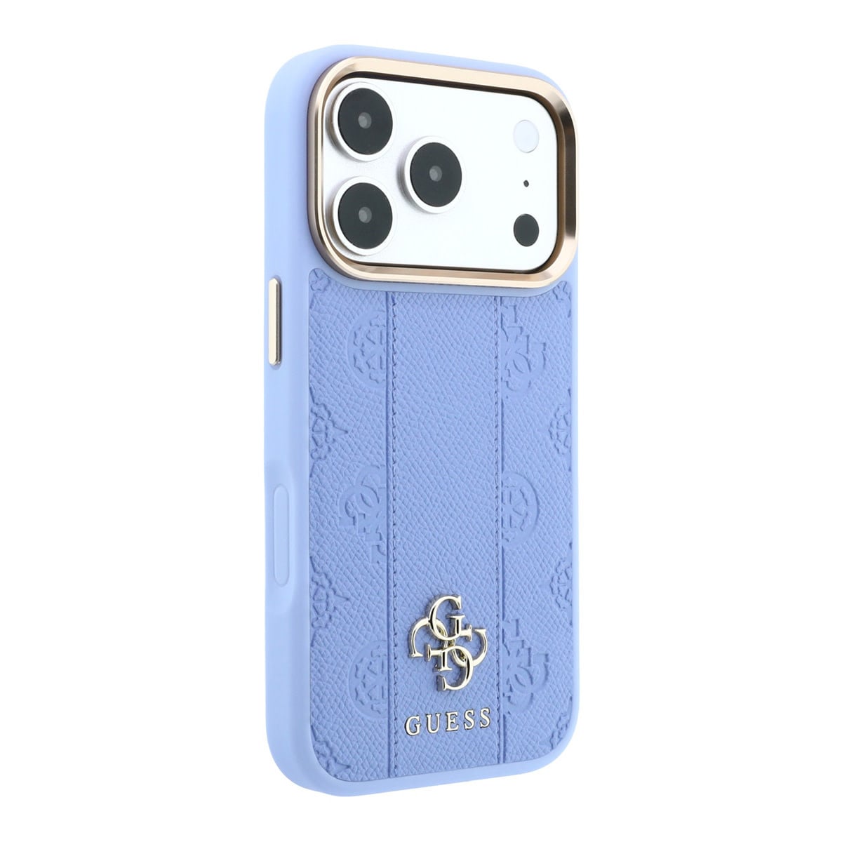 GUESS iPhone 18 Pro Case hard shell - MagSafe - PU - stripe pattern - HS - Peony 4G logo Lichtblauw - detail 7