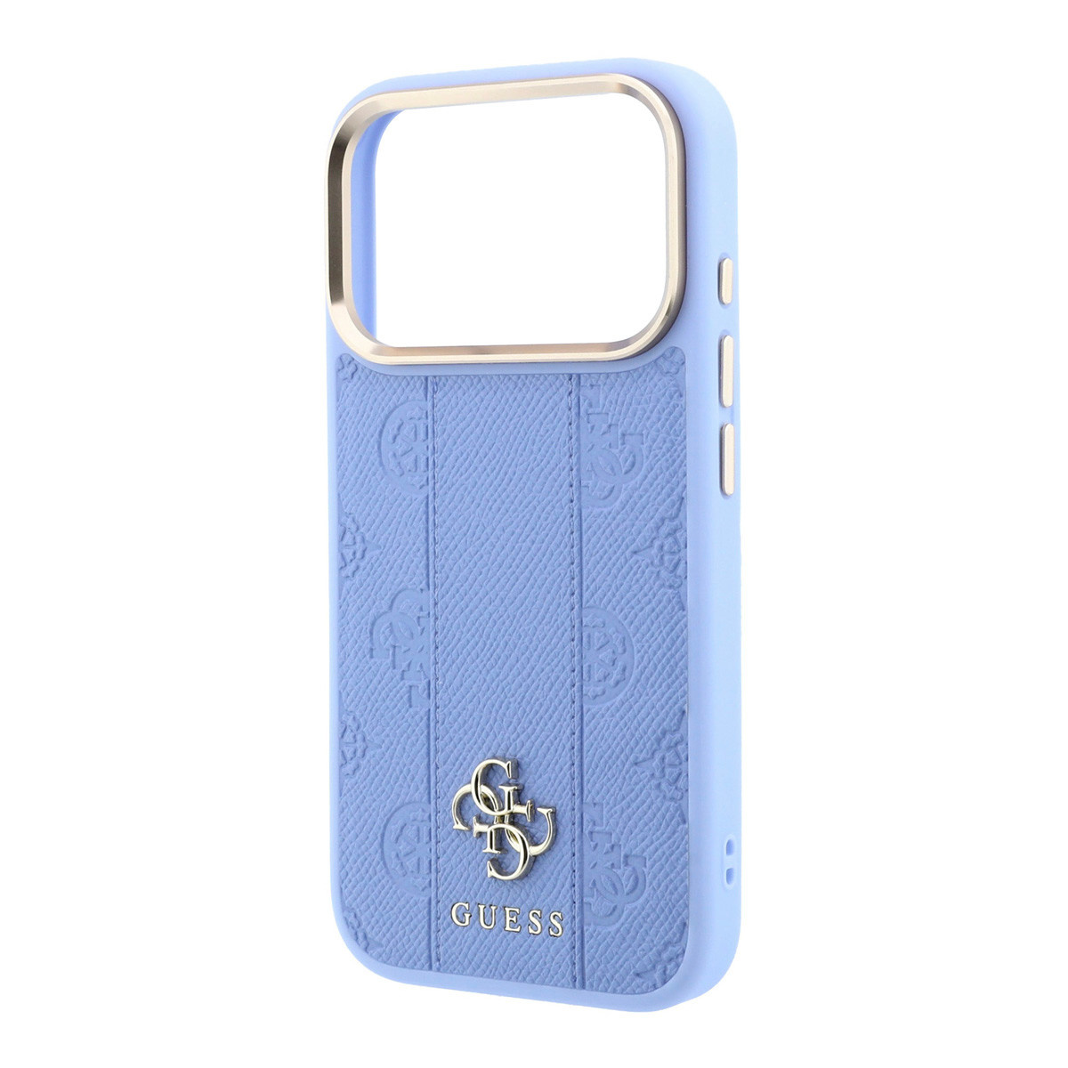 GUESS iPhone 18 Pro Case hard shell - MagSafe - PU - stripe pattern - HS - Peony 4G logo Lichtblauw - detail 5
