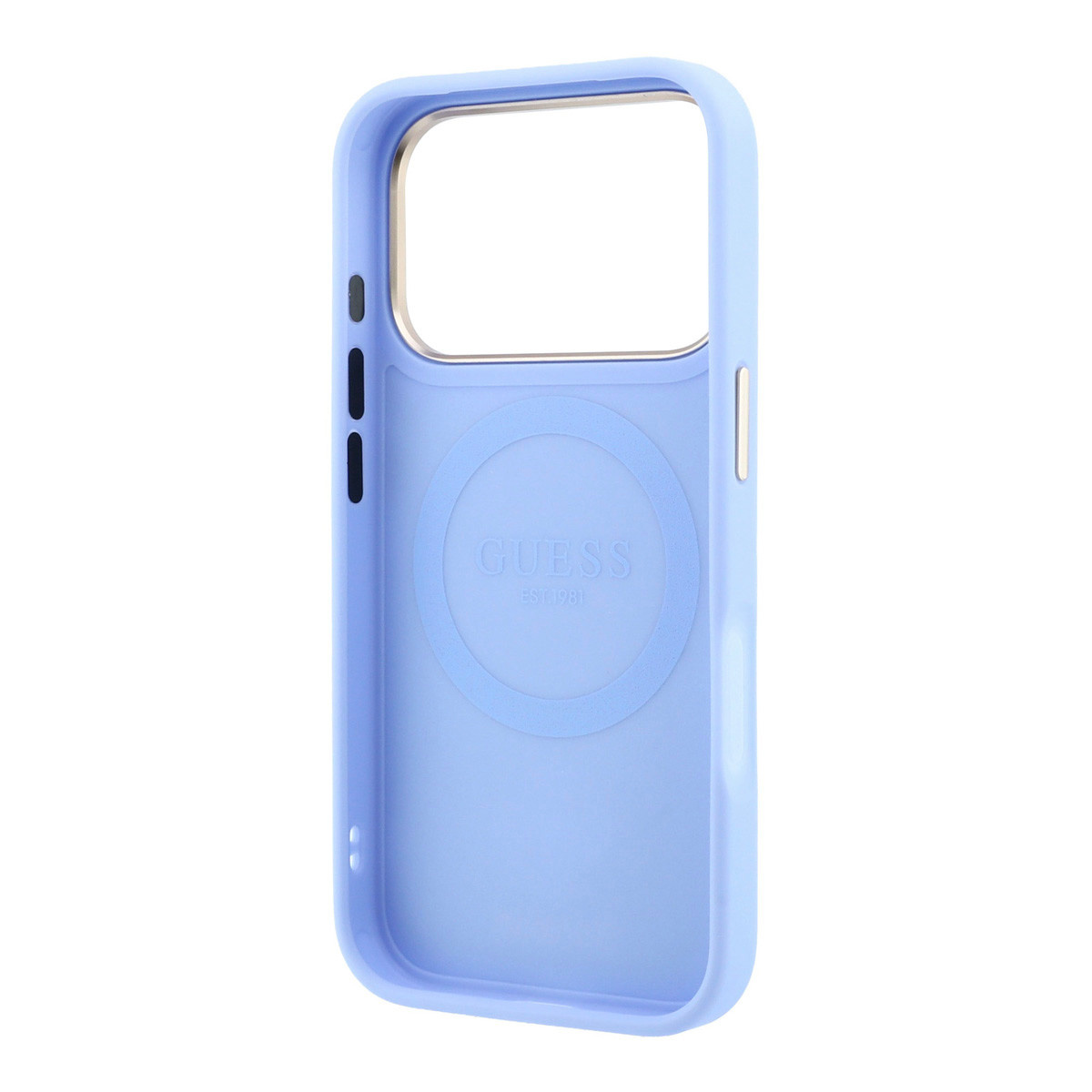 GUESS iPhone 18 Pro Case hard shell - MagSafe - PU - stripe pattern - HS - Peony 4G logo Lichtblauw - detail 1