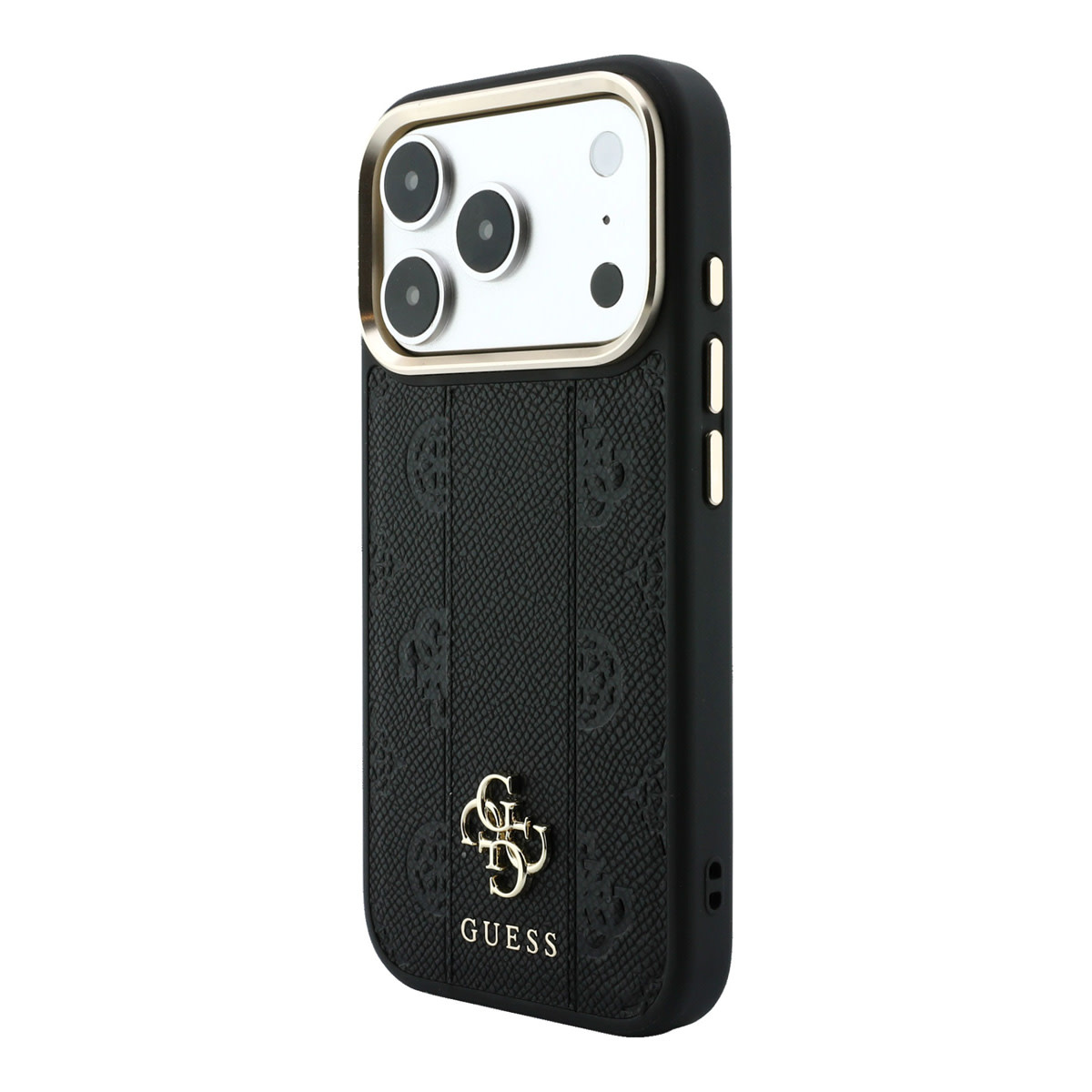 GUESS iPhone 18 Pro hoesje - HC Magsafe PU Stripe HS Peony 4G Logo - Zwart - detail 1