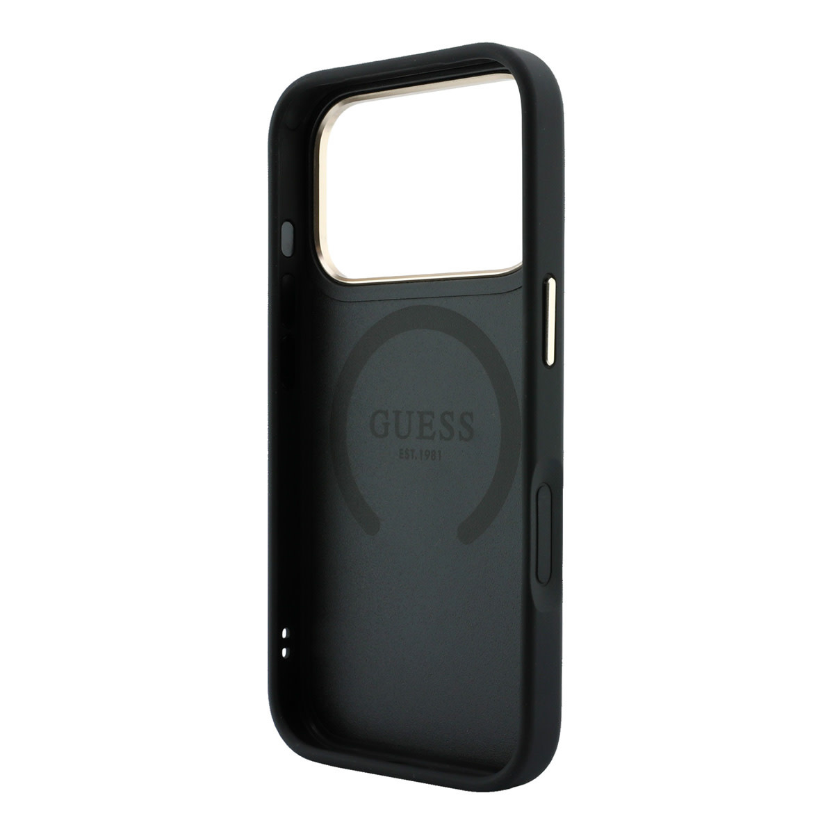GUESS iPhone 18 Pro hoesje - HC Magsafe PU Stripe HS Peony 4G Logo - Zwart - detail 6