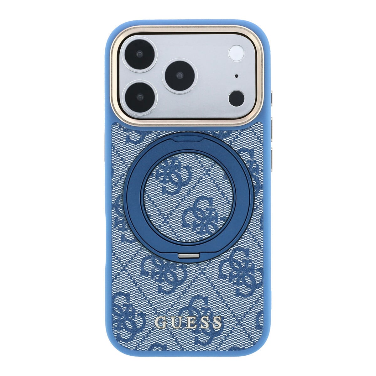 GUESS iPhone 18 Pro Case hard shell - MagSafe - 360-degree ring stand - 4G - PU - classic logo Blauw - detail 2