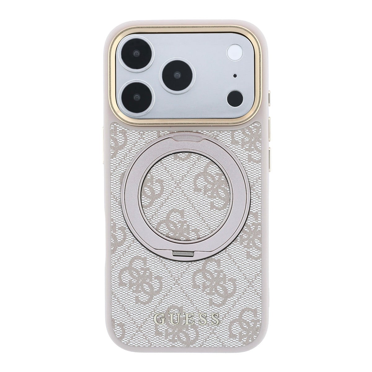 GUESS iPhone 18 Pro Case hard shell - MagSafe - 360-degree ring stand - 4G - PU - classic logo Roze - detail 3