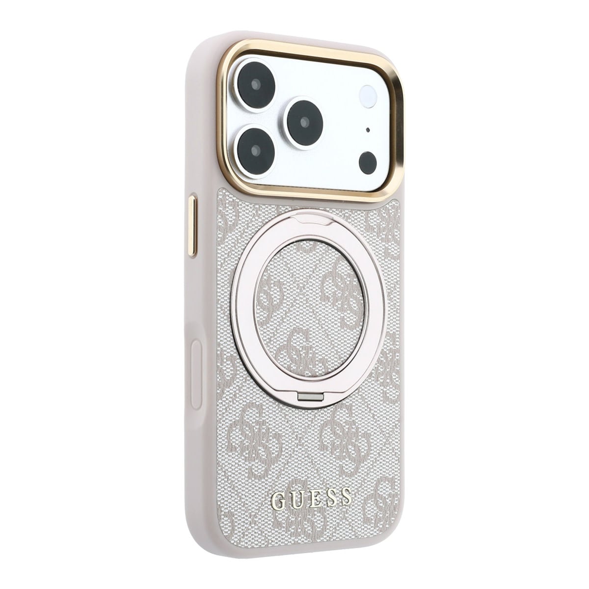 GUESS iPhone 18 Pro Case hard shell - MagSafe - 360-degree ring stand - 4G - PU - classic logo Roze - detail 6