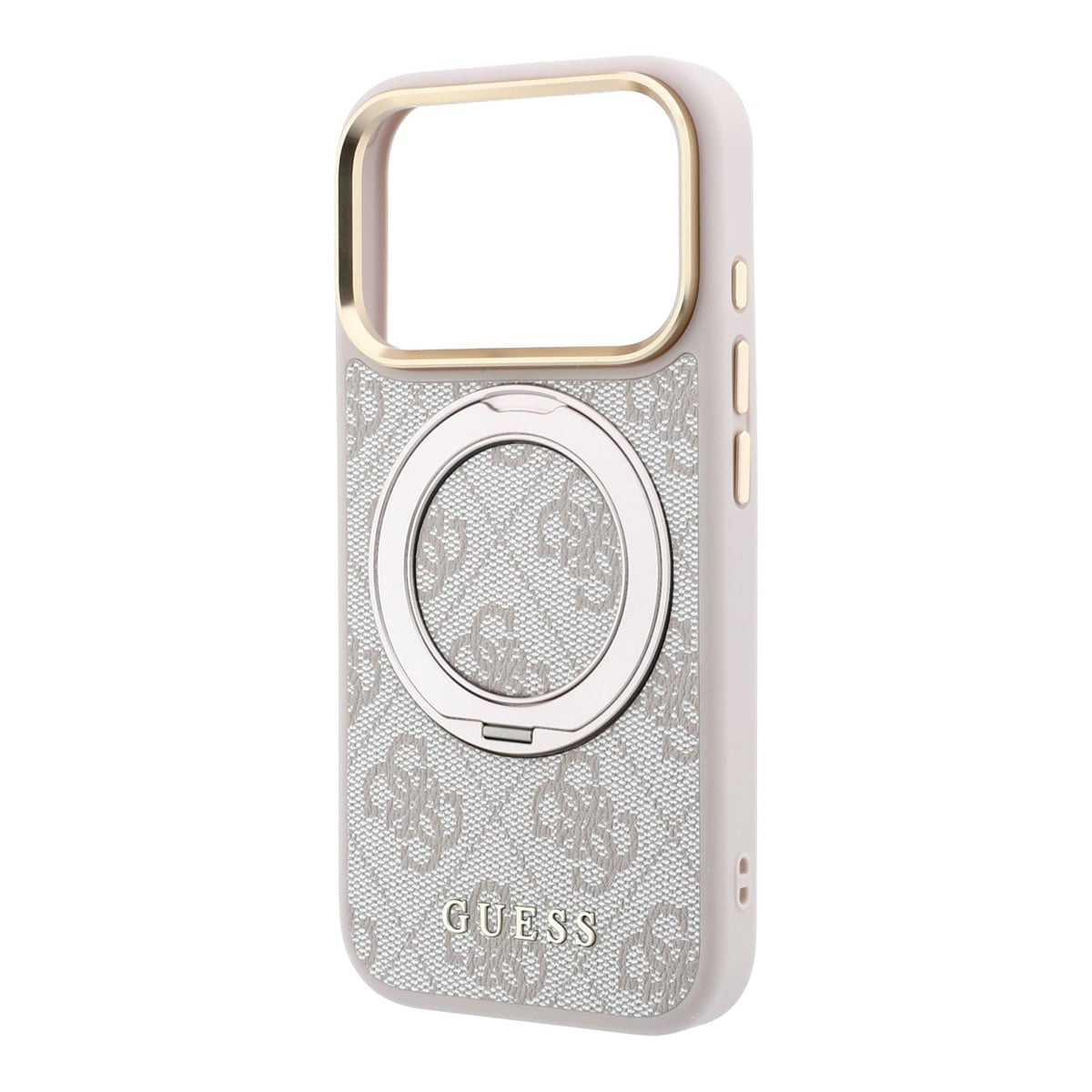 GUESS iPhone 18 Pro Case hard shell - MagSafe - 360-degree ring stand - 4G - PU - classic logo Roze - detail 1
