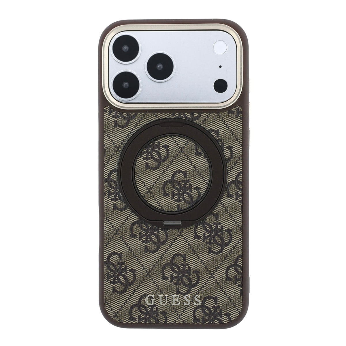 GUESS iPhone 18 Pro Case hard shell - MagSafe - 360-degree ring stand - 4G - PU - classic logo Bruin - detail 1