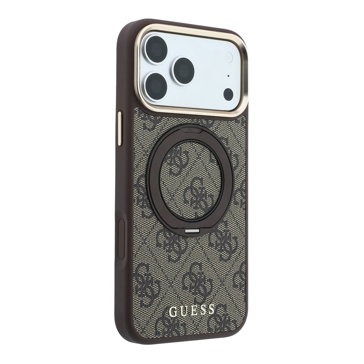 GUESS iPhone 18 Pro Case hard shell - MagSafe - 360-degree ring stand - 4G - PU - classic logo Bruin - detail 3