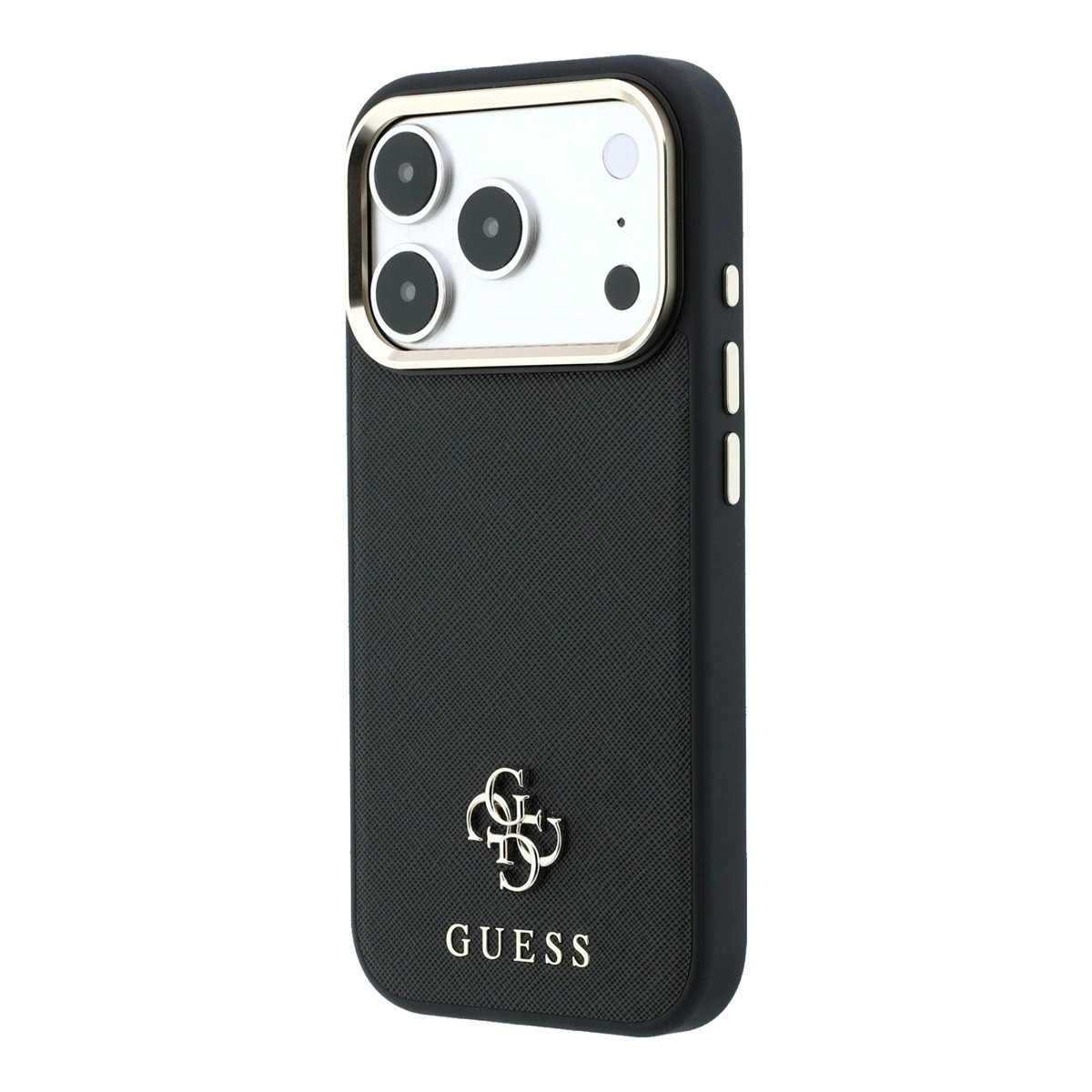 GUESS iPhone 18 Pro Case hard shell - MagSafe - Saffiano - small 4G - Classic Zwart - detail 4