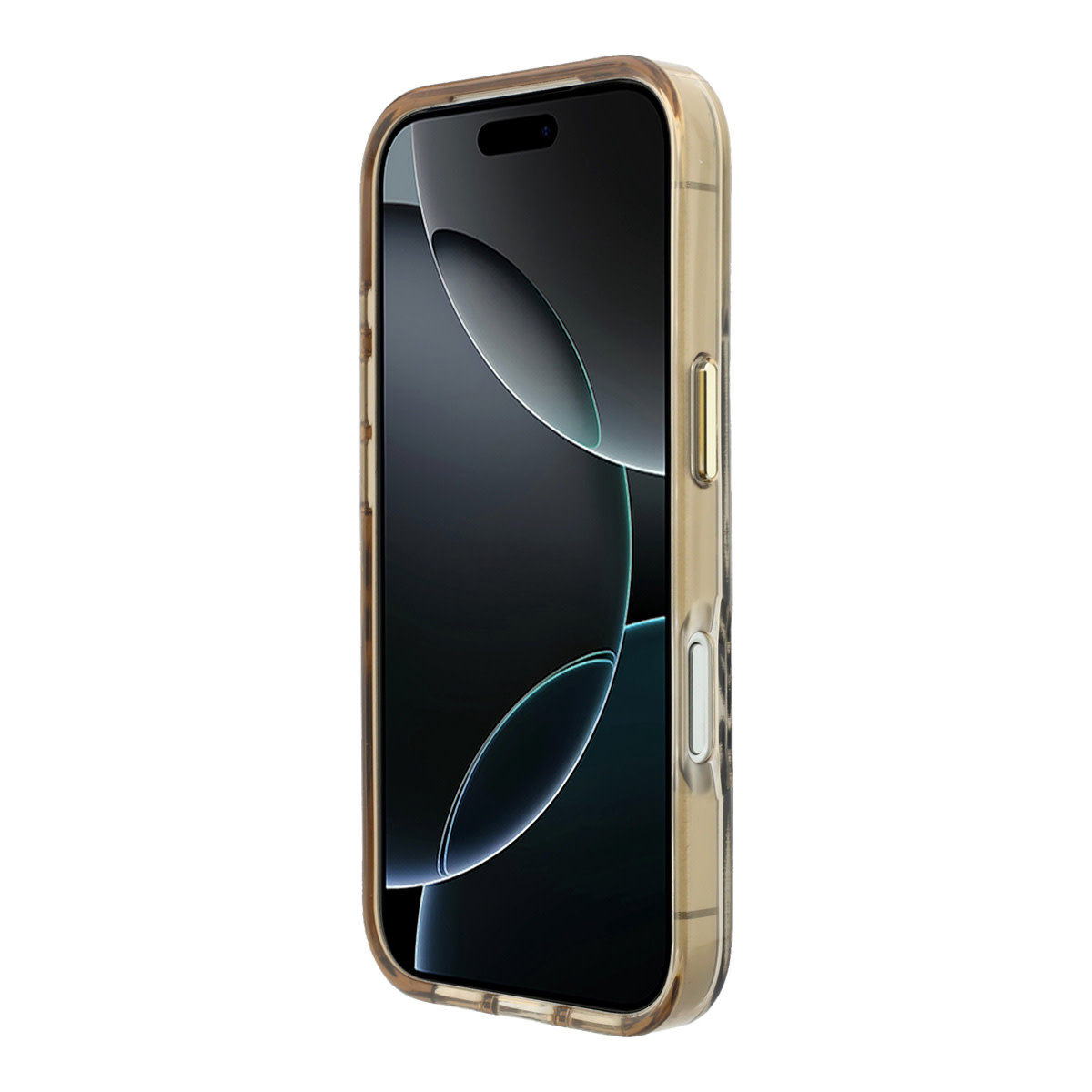 GUESS iPhone 18 Pro Max hoesje - HC Magsafe IML Zebra Glitter Triangle Logo - Goud - detail 4