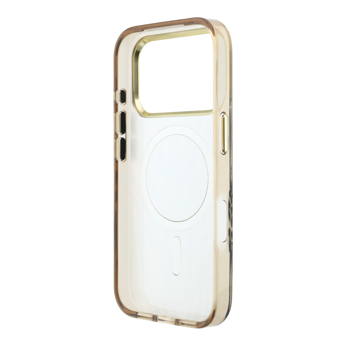 GUESS iPhone 18 Pro Max hoesje - HC Magsafe IML Zebra Glitter Triangle Logo - Goud - detail 6
