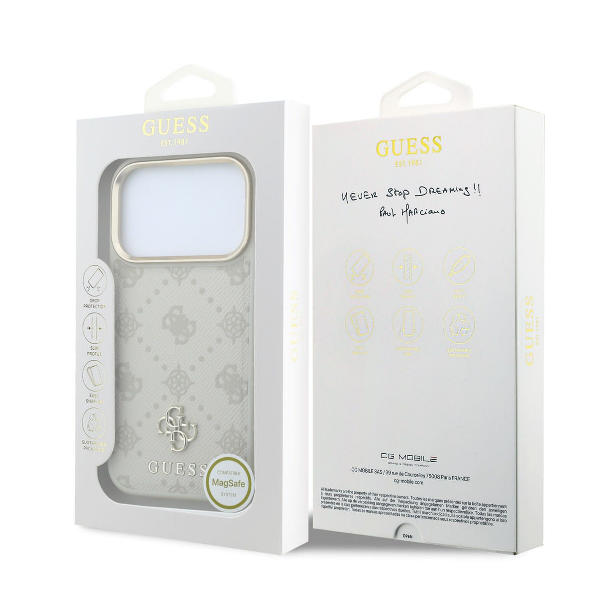 GUESS iPhone 18 Pro Max hoesje - HC Magsafe PU Stripe HS Peony 4G Logo - Beige - detail 7
