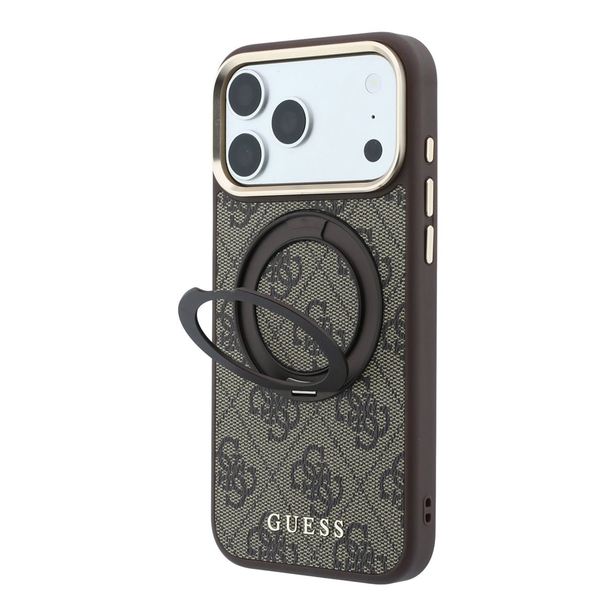 GUESS iPhone 18 Pro Max Case hard shell - MagSafe - 360-degree ring stand - 4G - PU - classic logo Bruin - detail 5