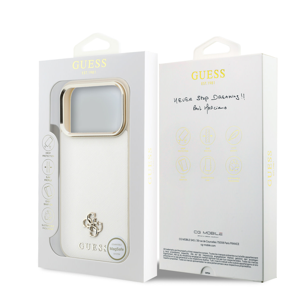 GUESS iPhone 18 Pro Max hoesje - HC Magsafe Saffiano Small 4G And Classic - Beige - detail 7