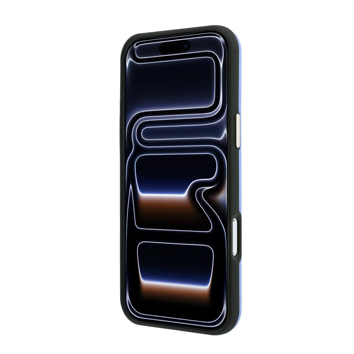 GUESS iPhone 18 Pro Max Case hard shell - MagSafe - SW - grained PU - round rhinestone logo Lichtblauw - detail 3
