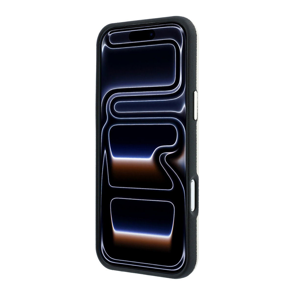 GUESS iPhone 18 Pro Max Case hard shell - MagSafe - SW - grained PU - round rhinestone logo Beige - detail 2