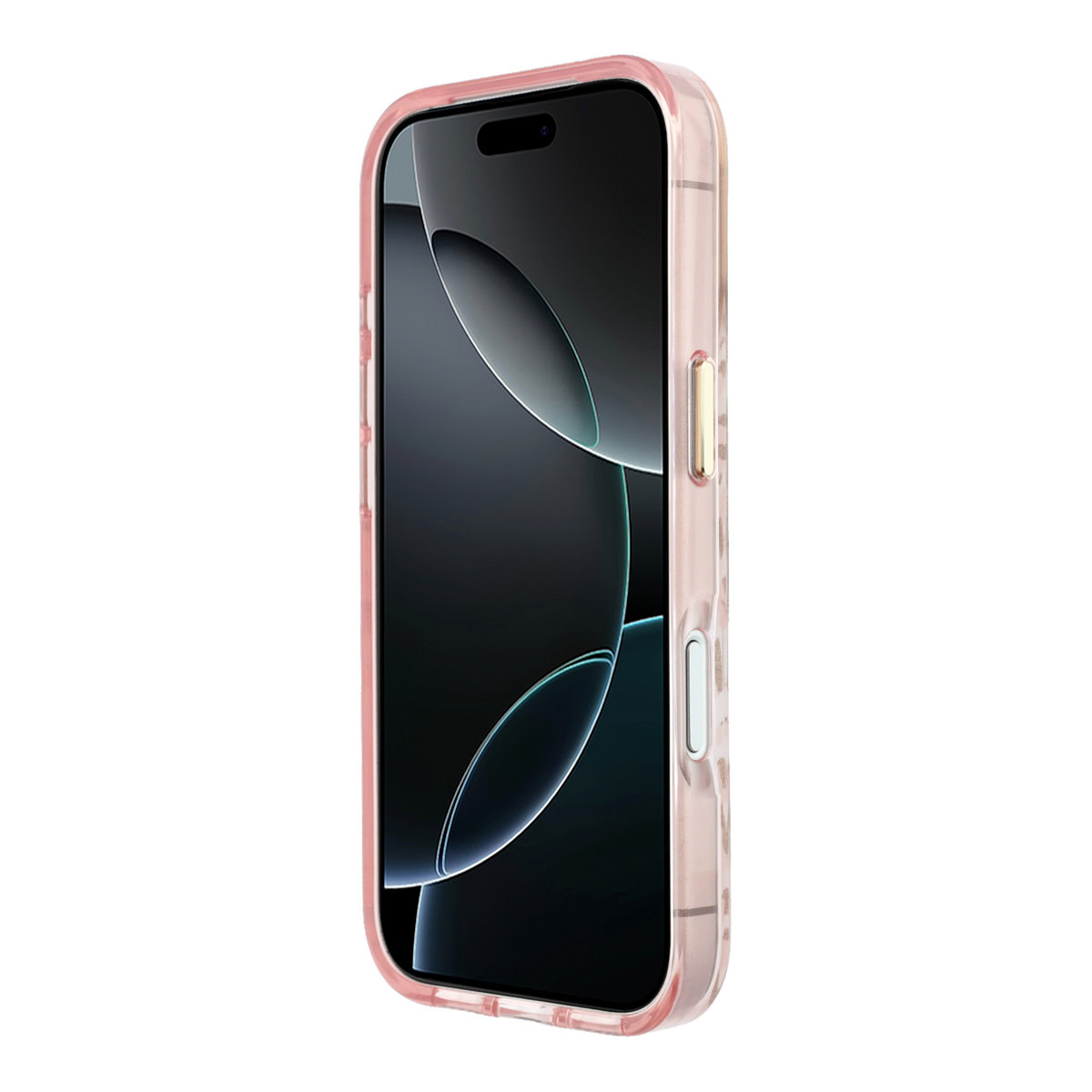 GUESS iPhone 18 Pro Max hoesje - HC Magsafe IML Leopard Glitter Triangle Logo - Roze - detail 4
