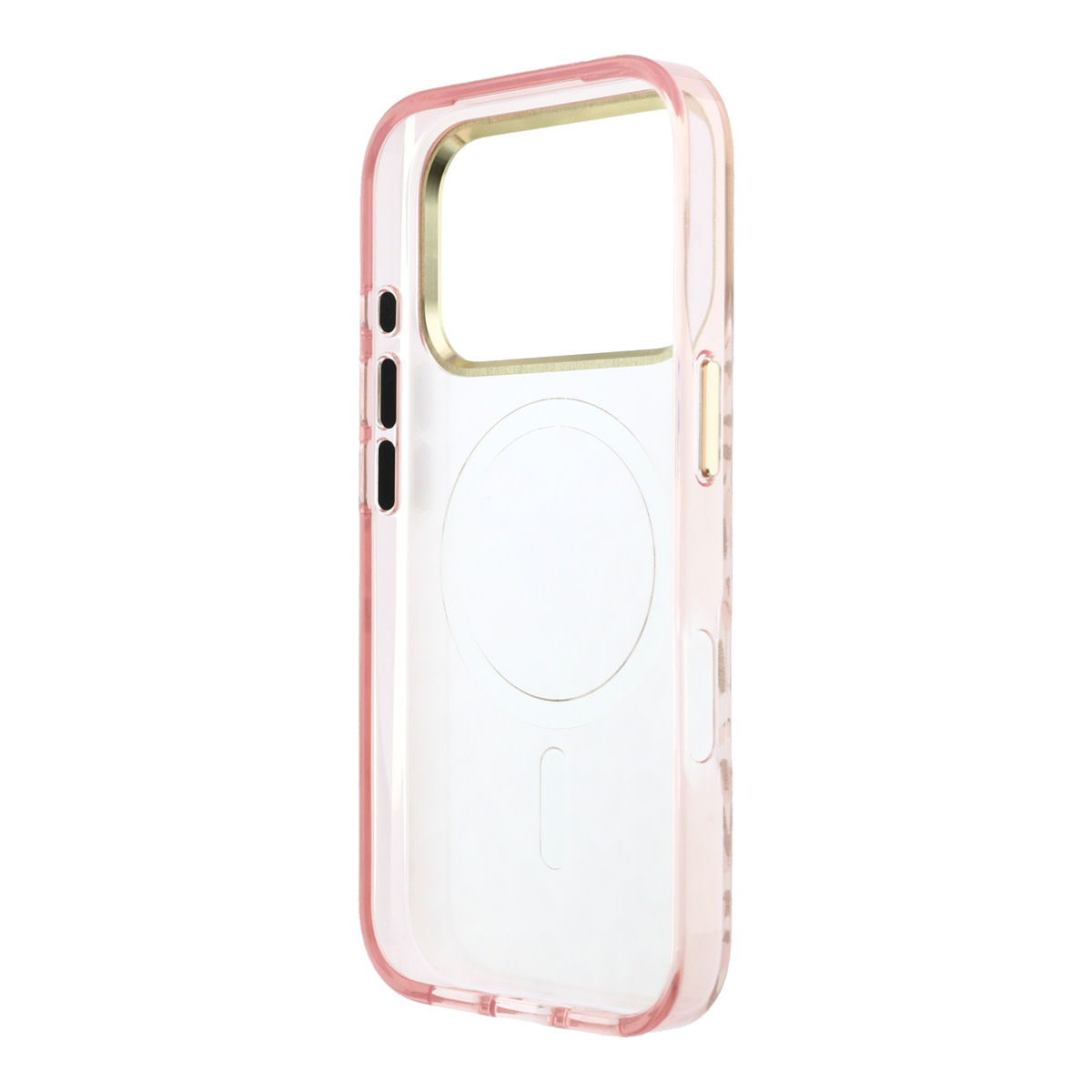 GUESS iPhone 18 Pro Max hoesje - HC Magsafe IML Leopard Glitter Triangle Logo - Roze - detail 6