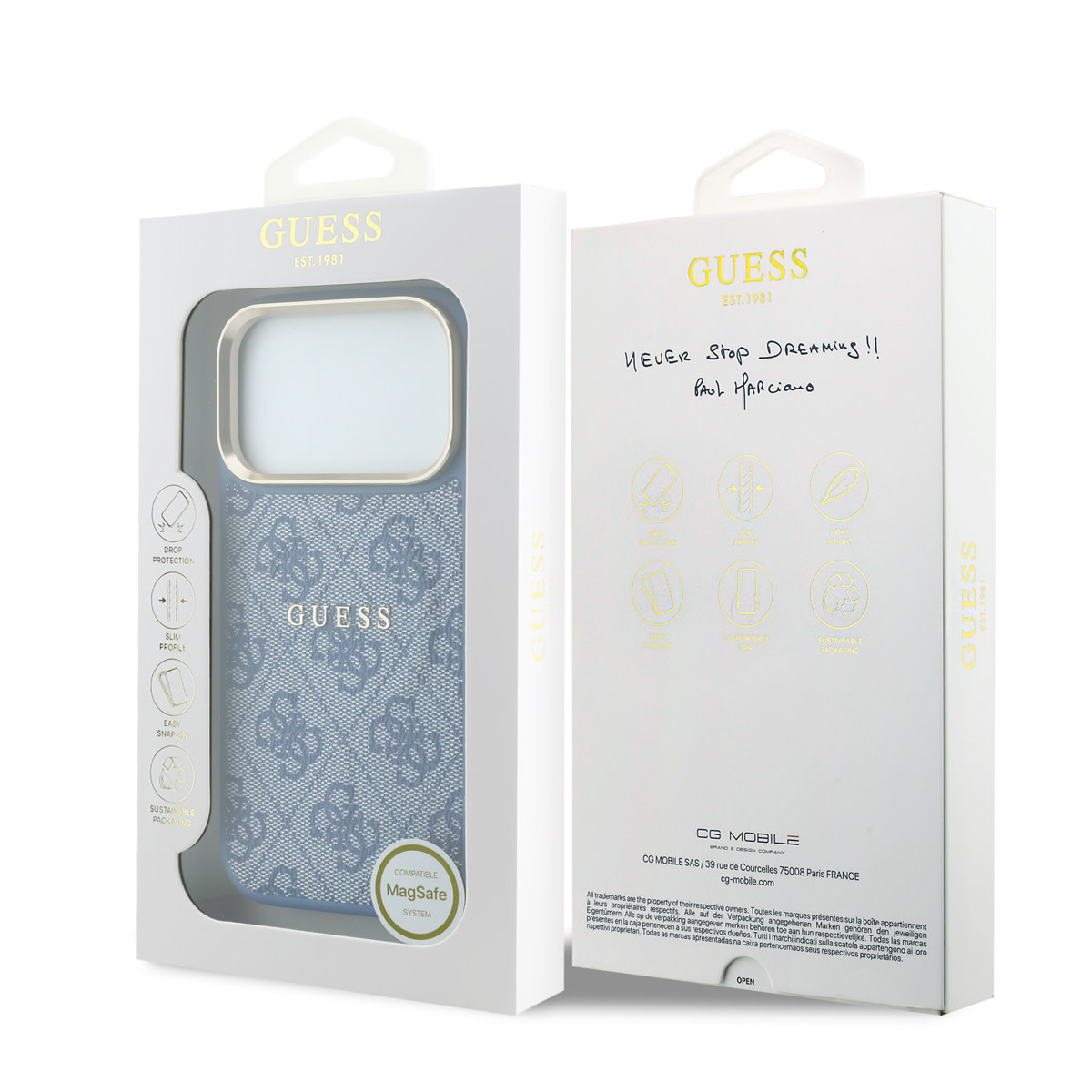 GUESS iPhone 18 Pro Max hoesje - HC Magsafe EMBossed 4G PU With Classic - Blauw - detail 7