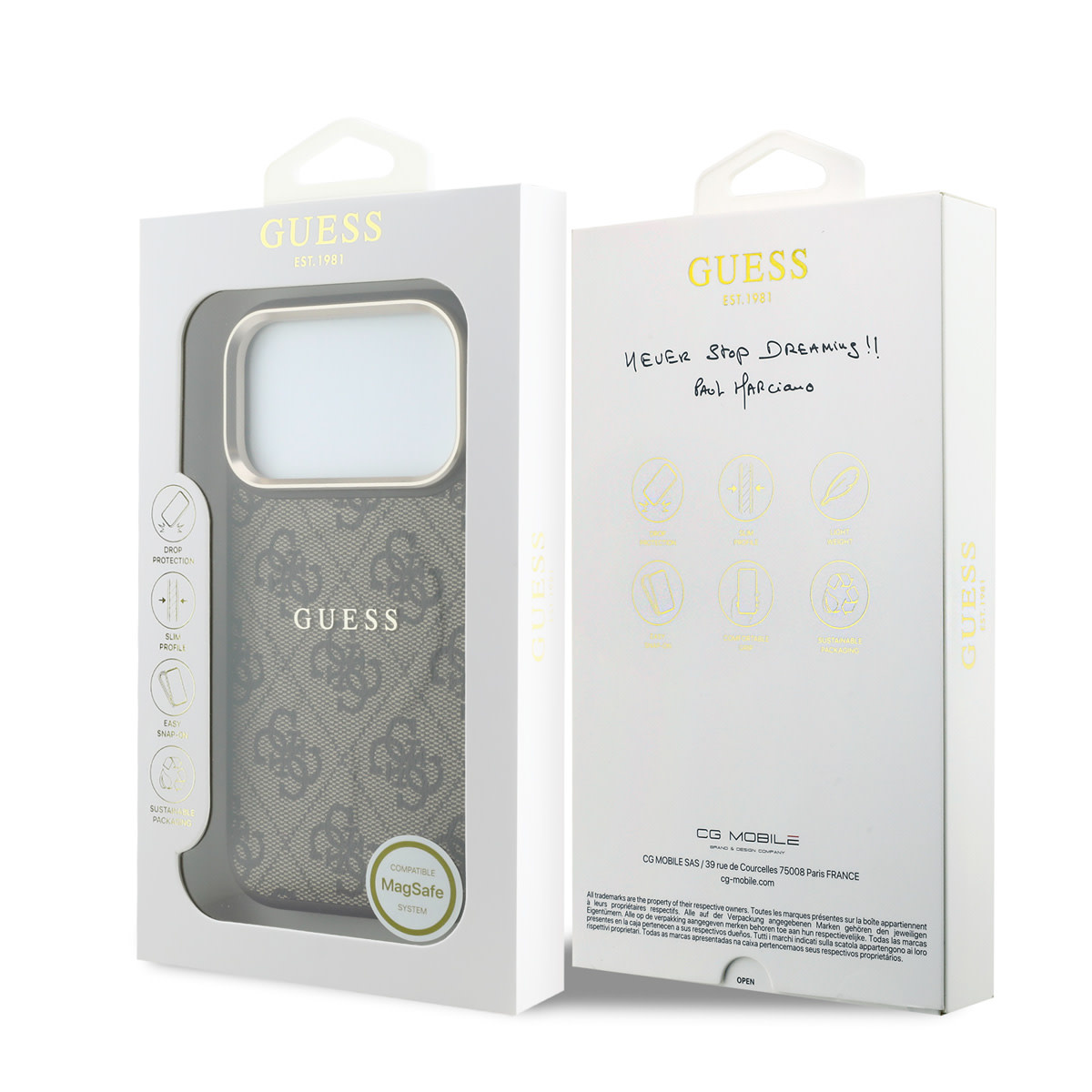 GUESS iPhone 18 Pro Max hoesje - HC Magsafe EMBossed 4G PU With Classic - Bruin - detail 7