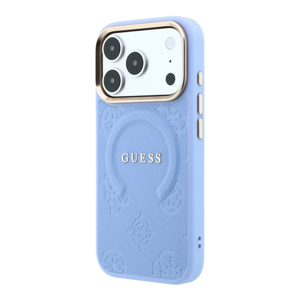 GUESS iPhone 18 Pro Max hoesje - HC Magsafe Saffiano HS Peony & Ring - Lichtblauw - detail 1