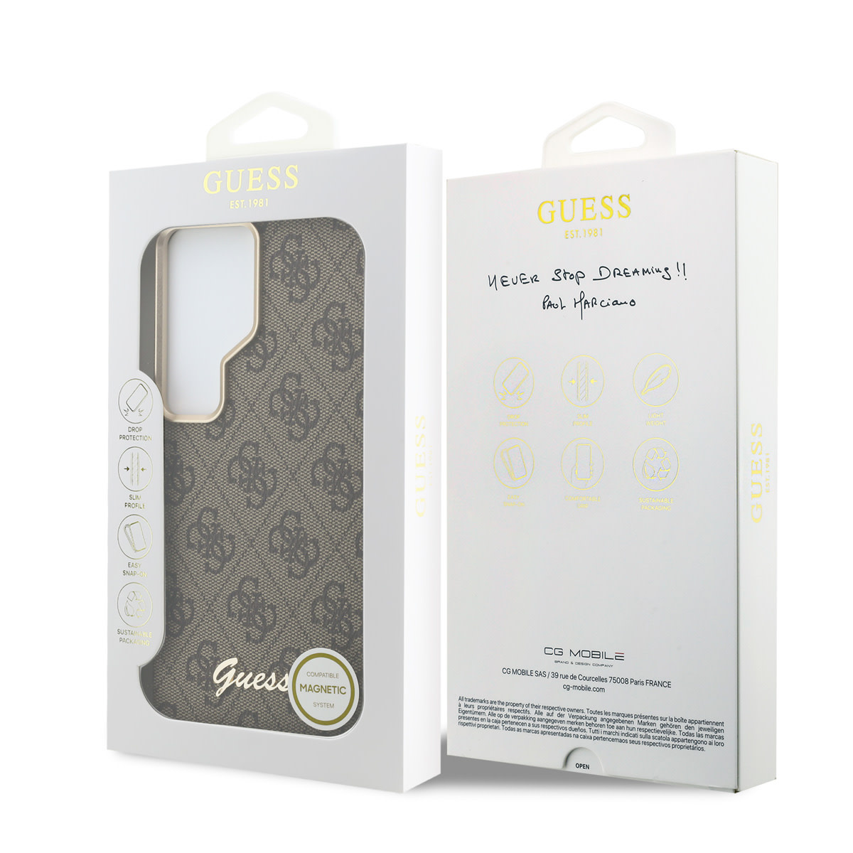 GUESS Galaxy S26 Ultra hoesje - MagSafe - 4G Script Metal Logo - Bruin - detail 7