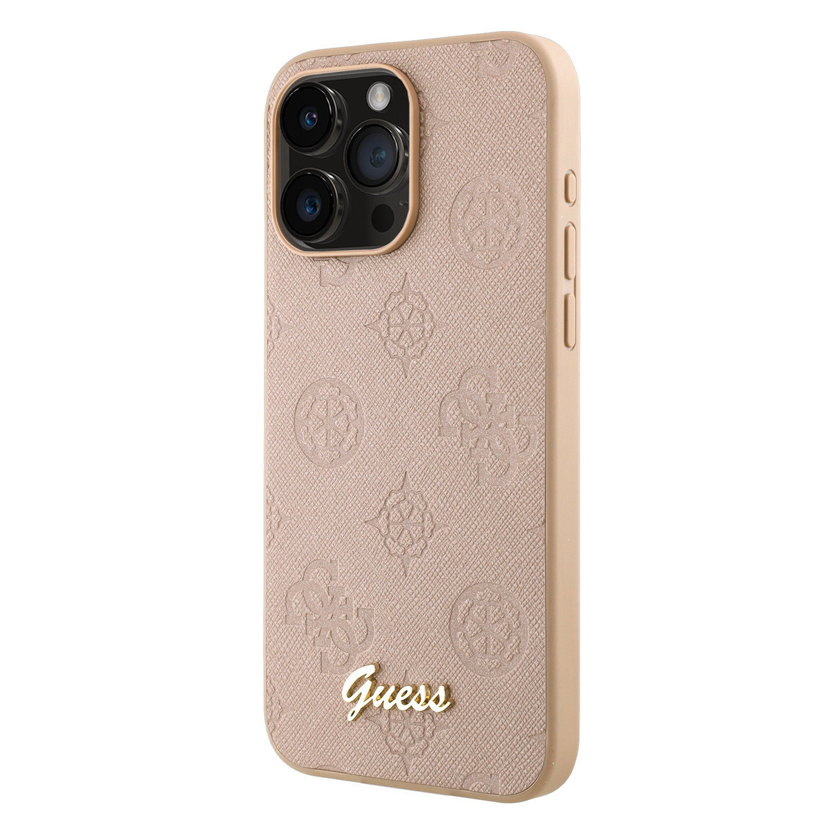 GUESS iPhone 15 Pro hoesje - HC O PU Saffiano Peony - Roze - detail 1