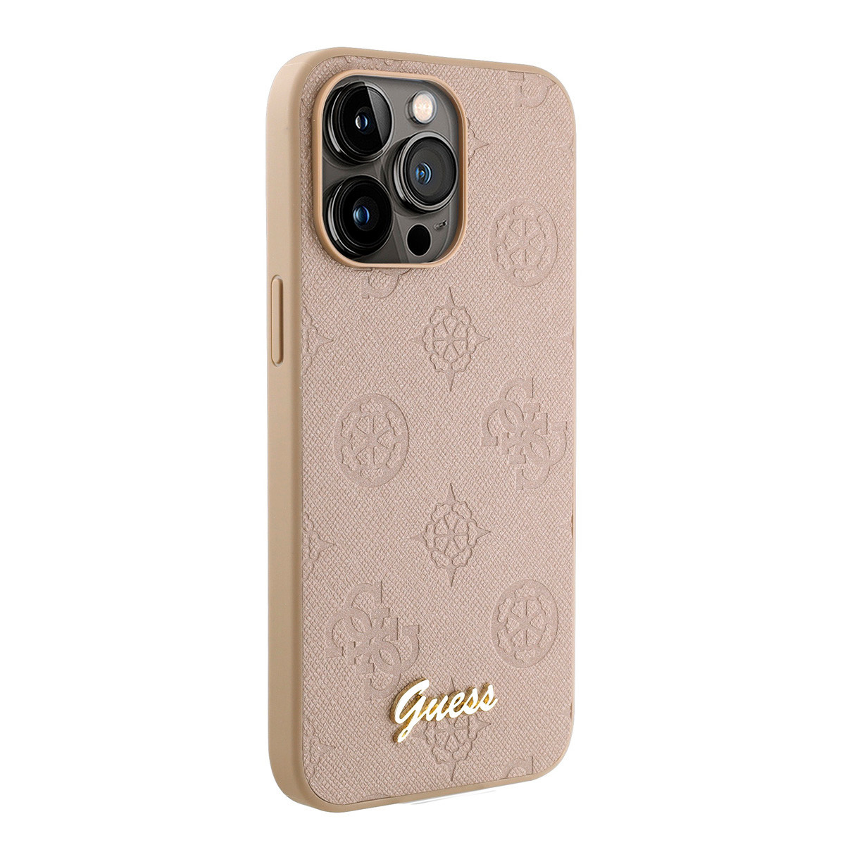 GUESS iPhone 15 Pro hoesje - HC O PU Saffiano Peony - Roze - detail 3